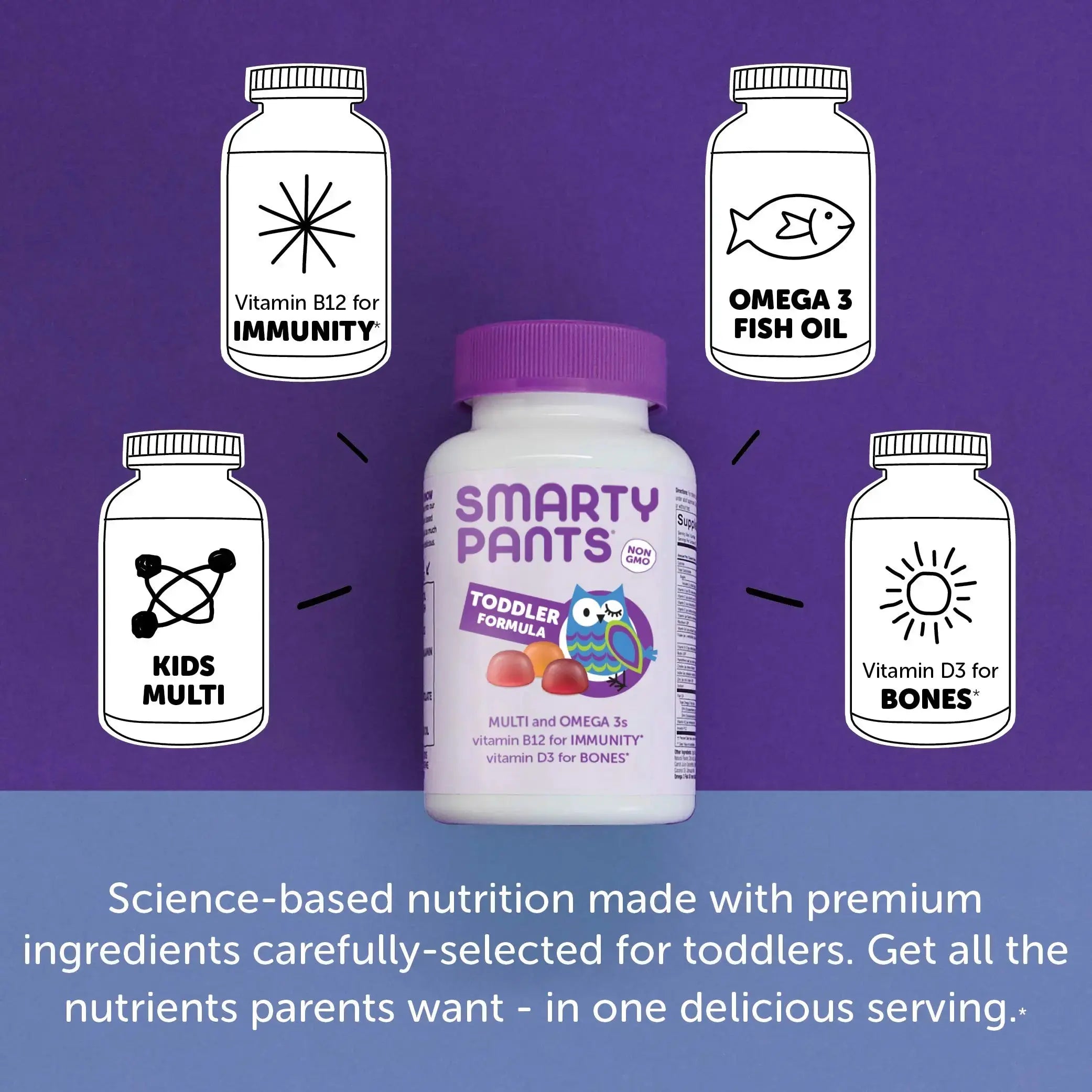 SmartyPants Toddler Multivitamin Gummies: Omega 3 Fish Oil (EPA/DHA), Vitamin D3, C, Vitamin B12, B6 & Organic Kids Multivitamin Gummies: Probiotics, Omega 3 (ALA), Vitamin D3, C, Vitamin B12 SmartyPants Au supplements