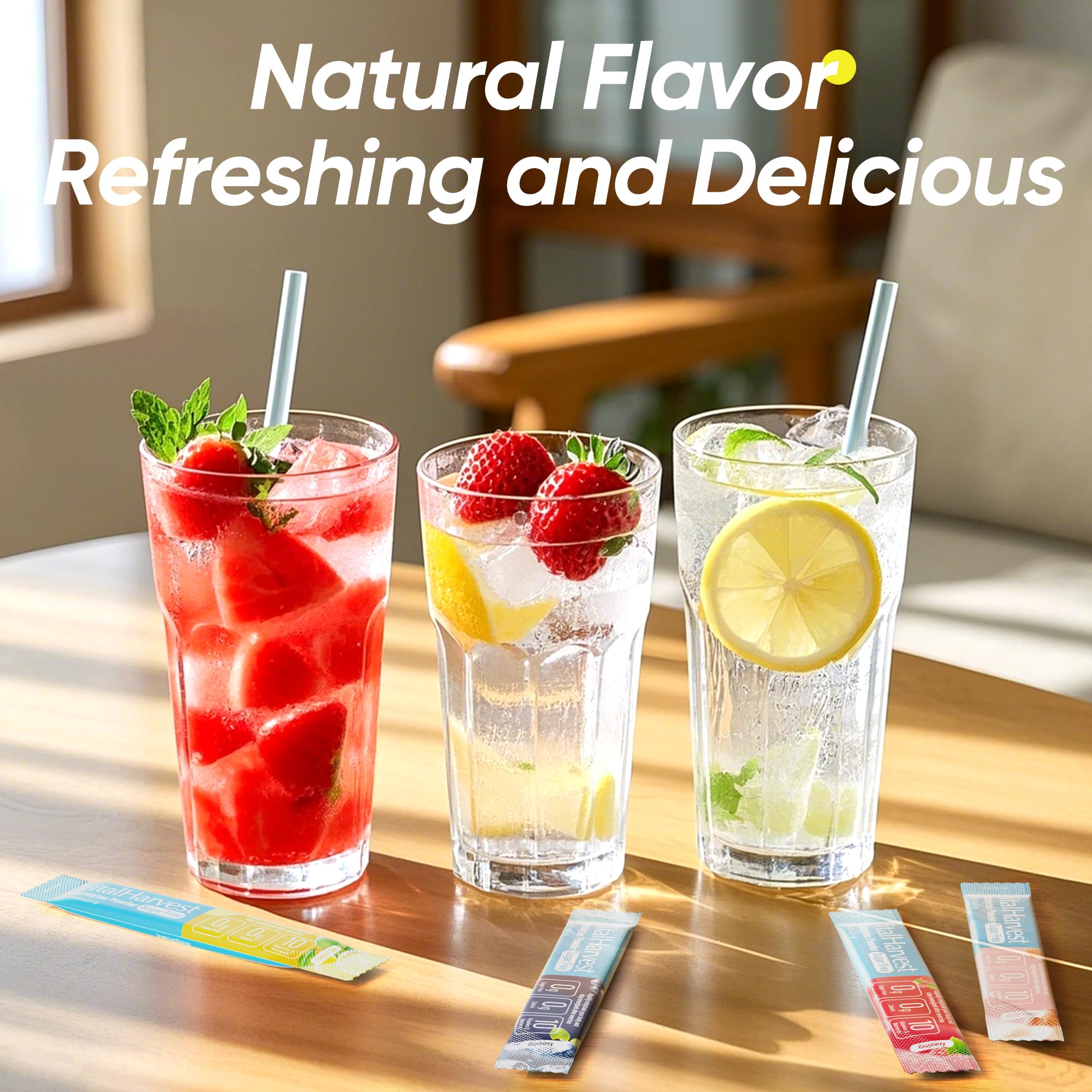 VitalHarvest 36 Sticks Electrolytes Powder Packets 6 Flavors Sugar Free Hydration Packets Electrolyte Liquid Daily IV Drink Mix with Lemon Lime, Watermelon, Orange