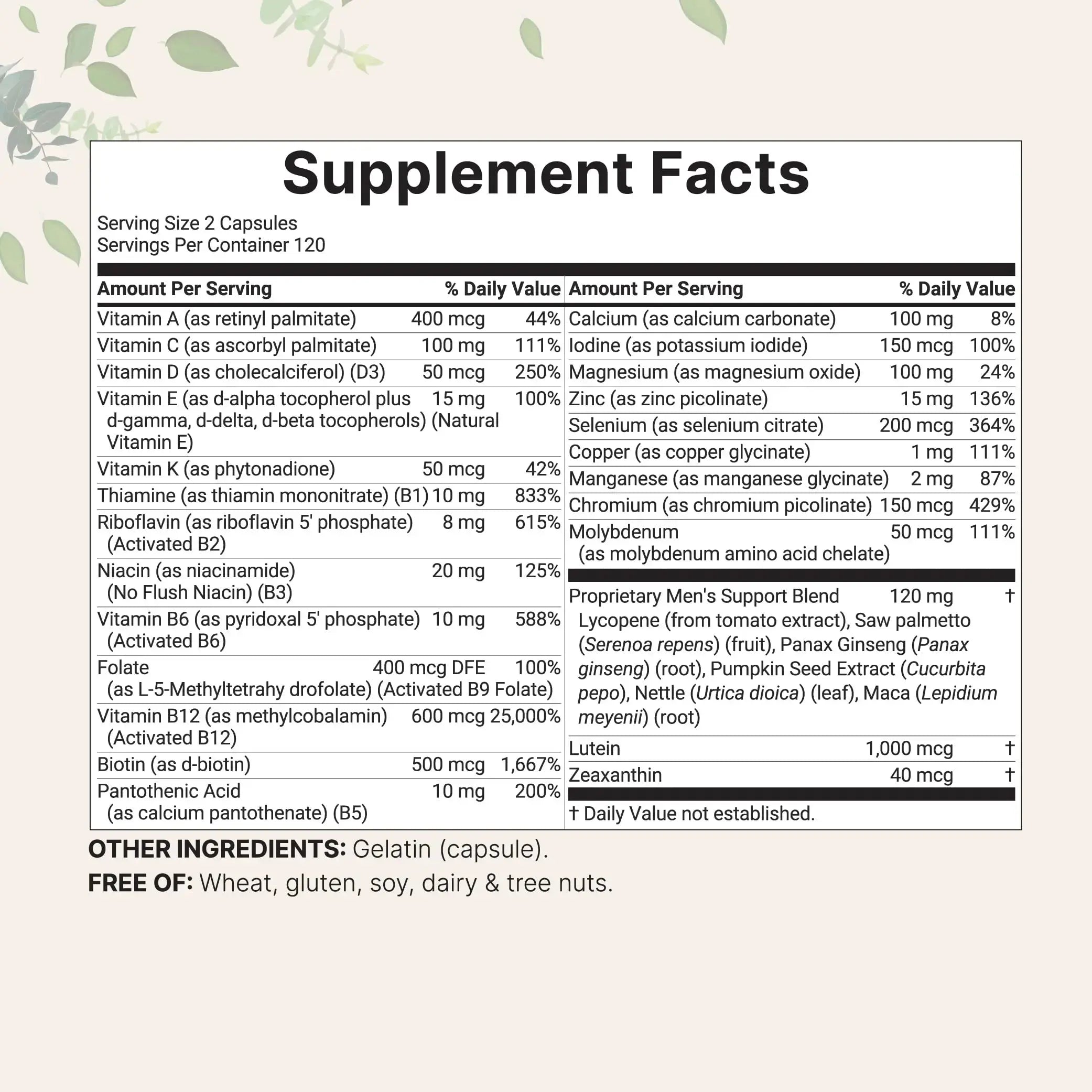 Pure Methylated Multivitamin for Men, 240 Capsules | 30 Key Nutrients with Vitamin C, D, E, B Complex + Methylfolate Micro Ingredients Au supplements