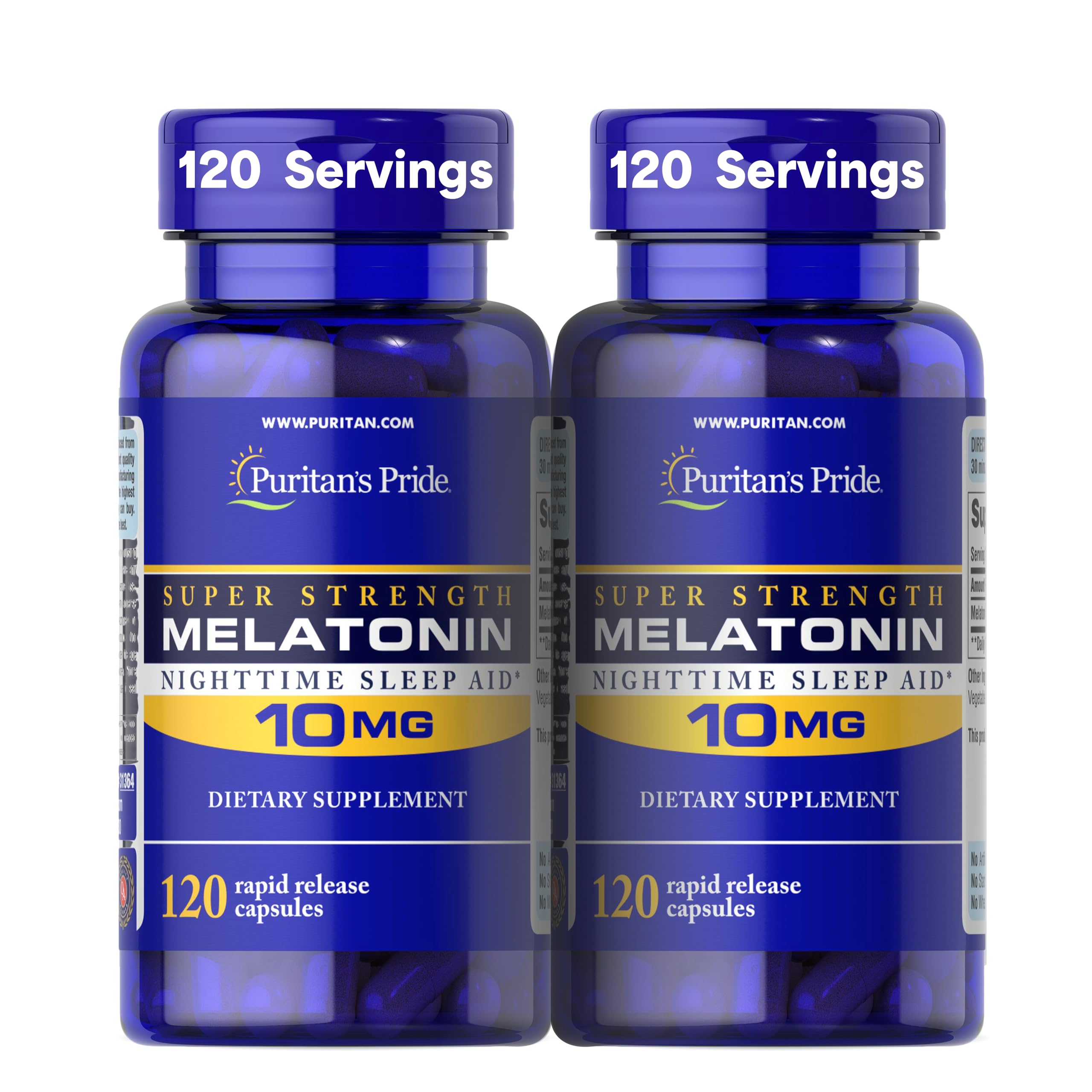 Puritan's Pride Premium Super Strength Melatonin 10mg Sleep Aid, Dietary Supplement for Sound, Restful, & Longer Sleep Support, 4 Month Supply,