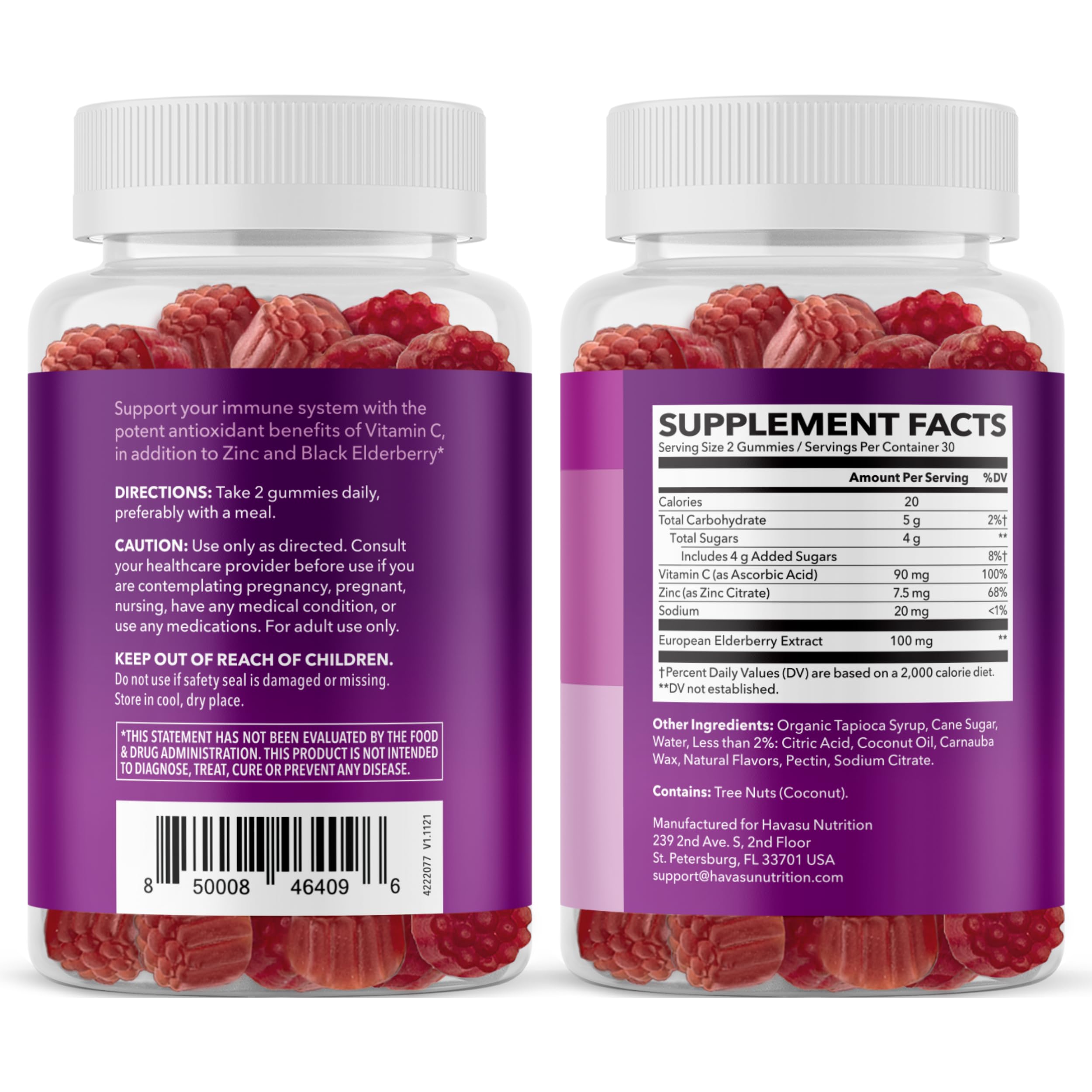 Sambucus Elderberry Gummies for Adults - Immune Support Supplement with Vitamin C and Zinc - Enhanced Formula for Daily Defense - 60 Count
