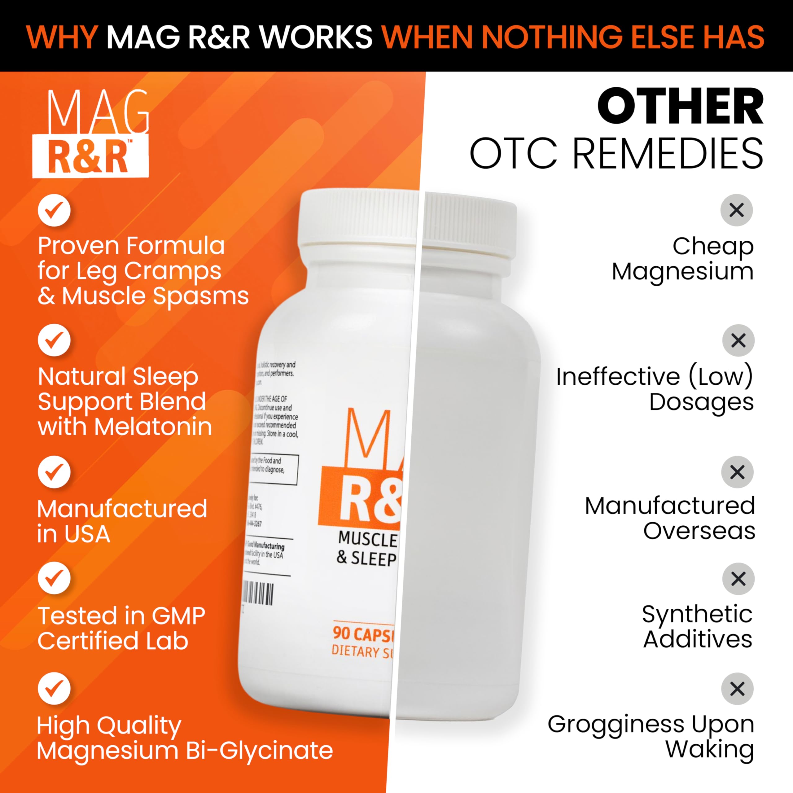 SaltWrap Mag R&R - Nighttime Muscle Cramps Support, Natural Sleep Support for Adults with Magnesium Glycinate for Muscle Spasm and Leg Cramps Relief, 90 Capsules SaltWrap Au supplements