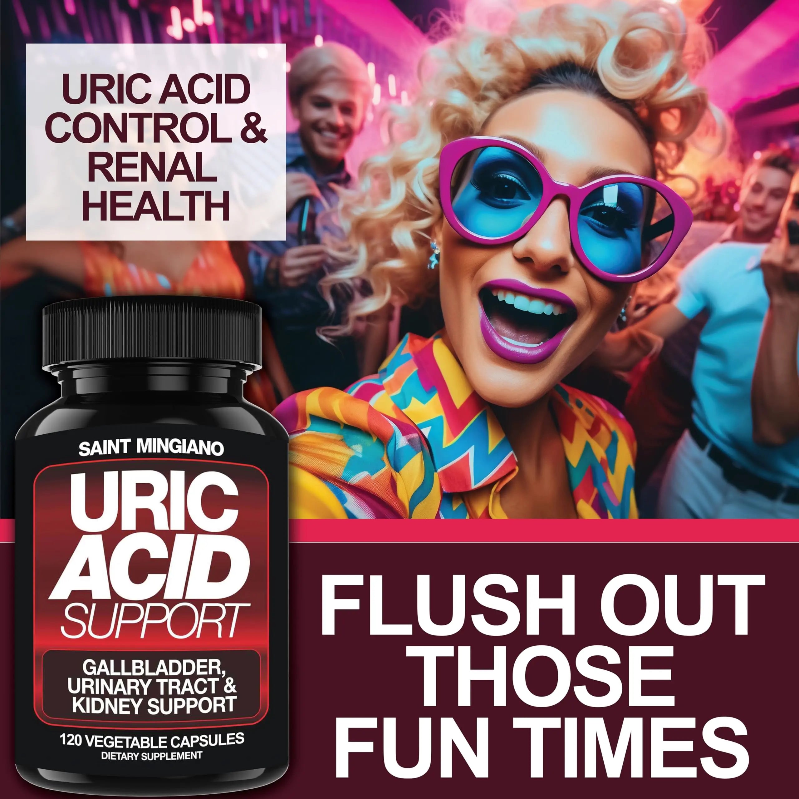 Saint Mingiano Uric Acid Flush for Gout Support -120 Capsules - Supports Kidney Cleanse Detox & Repair, Gallbladder & Urinary Tract Issues - Essential for Detox & Joint Support - Cranberry Extract Saint Mingiano Au supplements