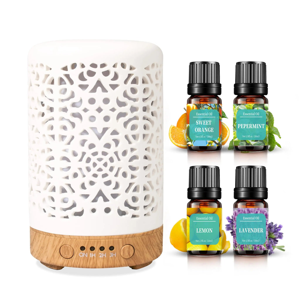 Essential Oil Diffusers, 100ml White Ceramic Diffuser with 7 LED Lights,Ultrasonic Aromatherapy homnas Au supplements