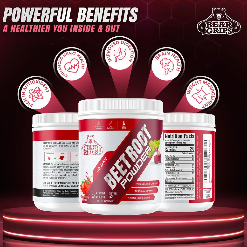 Organic Beet Root Powder - Nitric Oxide Supplement Super Food Beets Supplements Bear Grips Au supplements