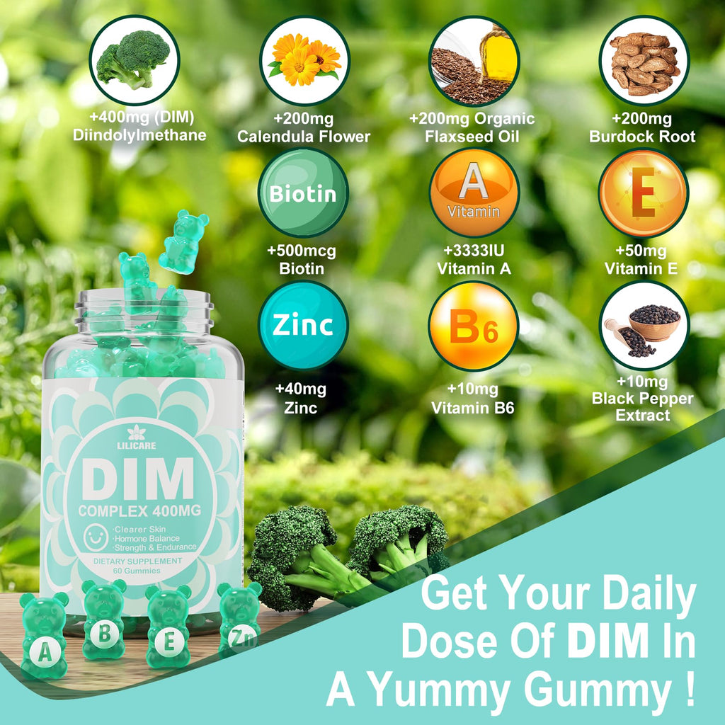 DIM Supplement Women 400mg, Estrogen Supplement for Women, Sugar Free DIM Gummies for Men & Women w/ Biotin, Flaxseed Oil, Burdock, Calendula, BioPerine for Hormone Balance, Menopause & Prostate 60Cts EnvyDeal Au supplements