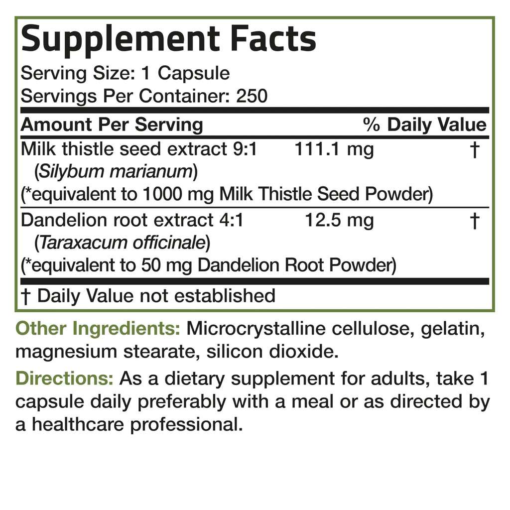 Bronson Milk Thistle Silymarin Marianum & Dandelion Root Liver Health Support Bronson Au supplements