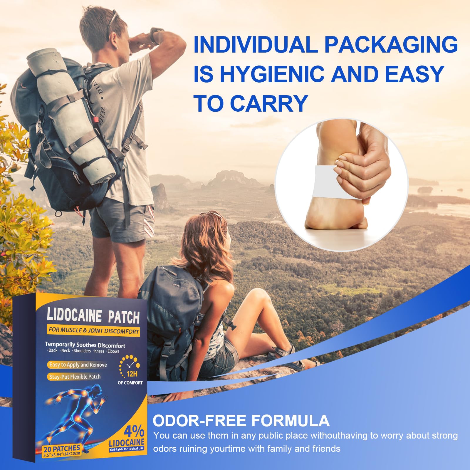AROSLU Lidocaine Pain Relief Patches Maximum Strength Numbing Gel Patch for Back Knee Neck Shulder Joint Ache Muscle Soreness ICY Compress Topical 20-PCS AROSLU Au supplements