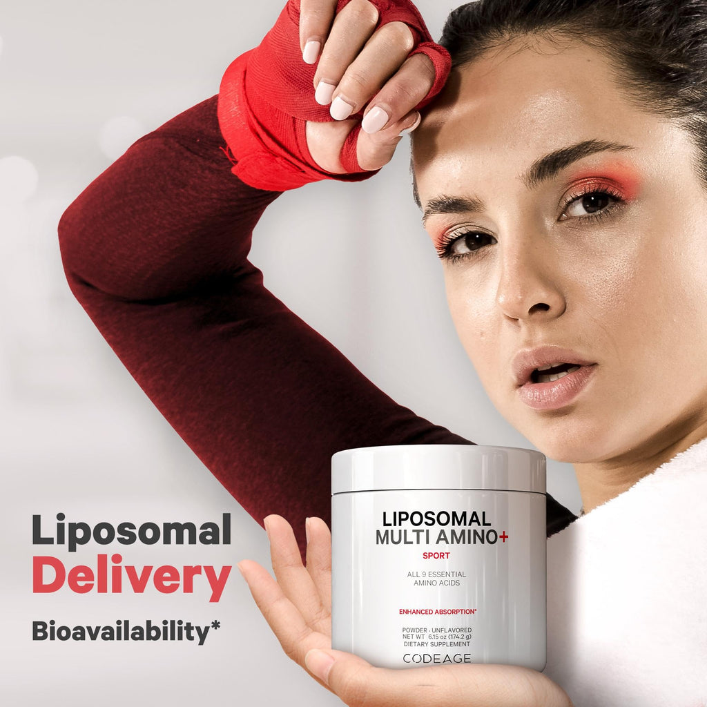 Codeage Liposomal Multi Amino Powder Supplement - BCAA & EAA Supplement All 9 Essential Amino Acids, Branched-Chain Amino Acid, Pre & Post Workout, Unflavored, Liposomal Delivery, Non-GMO, 6.15 oz Codeage Au supplements