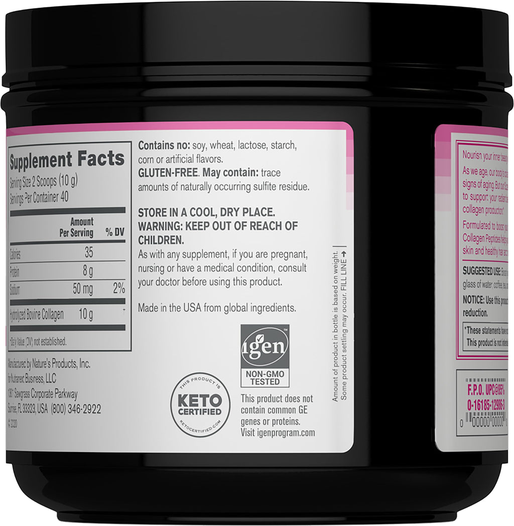 NeoCell Grassfed Collagen Peptides Powder | 14 oz | Unflavored | for Women and Men | Hair, Skin, & Nails