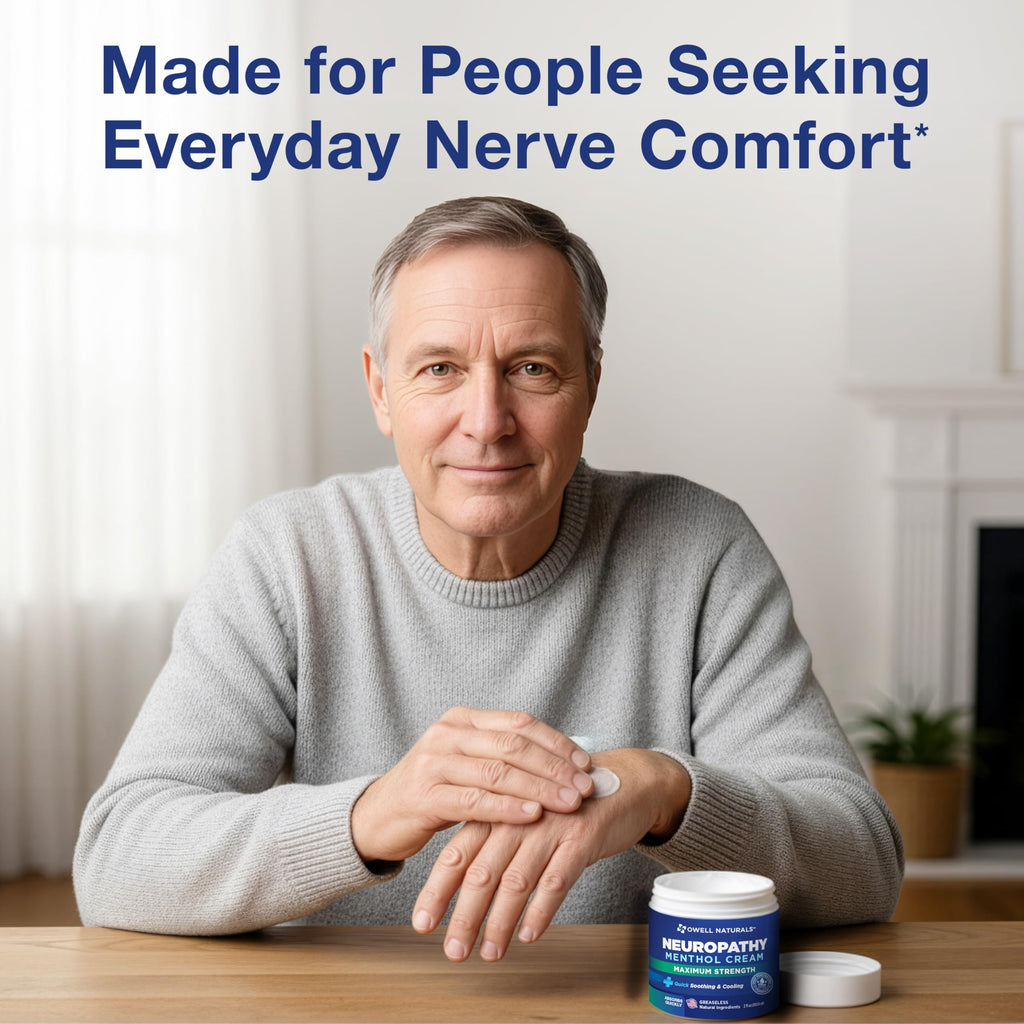 Owell Naturals Neuropathy Cream Extra Strength – Fast Absorbing Cooling for Leg, Feet & Hands – Advanced Soothing Formula with Aloe Vera, Arnica, MSM & Vitamin B6 – Made in USA, 2 fl oz Owell Naturals Au supplements