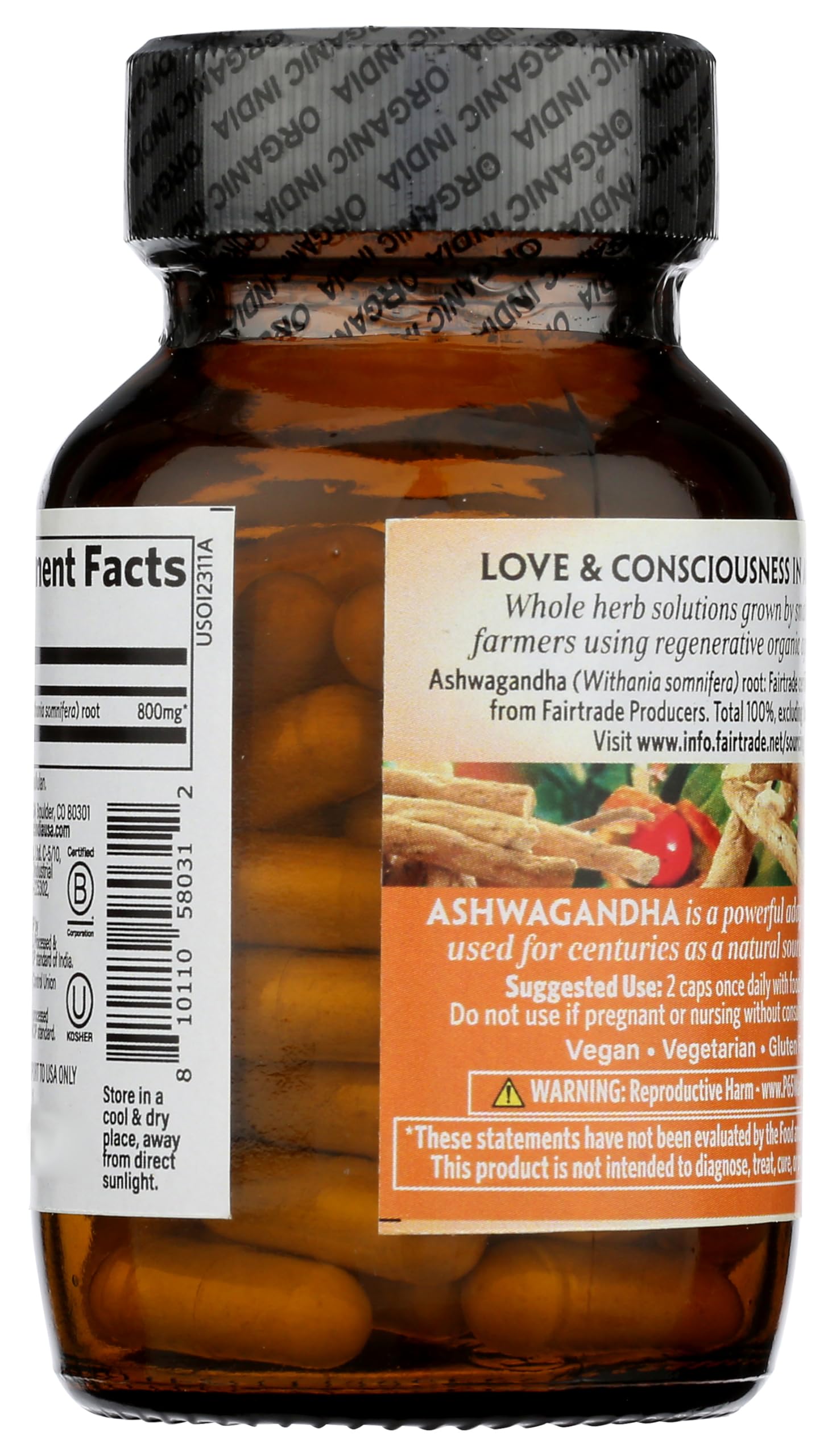 ORGANIC INDIA Ashwagandha Capsules - Organic Ashwagandha Supplement - Vegan Ashwagandha Root, Gluten-Free, Kosher, Non-GMO, Supports Stress Relief, Energy, and Sleep - 60 Capsules ORGANIC INDIA Au supplements