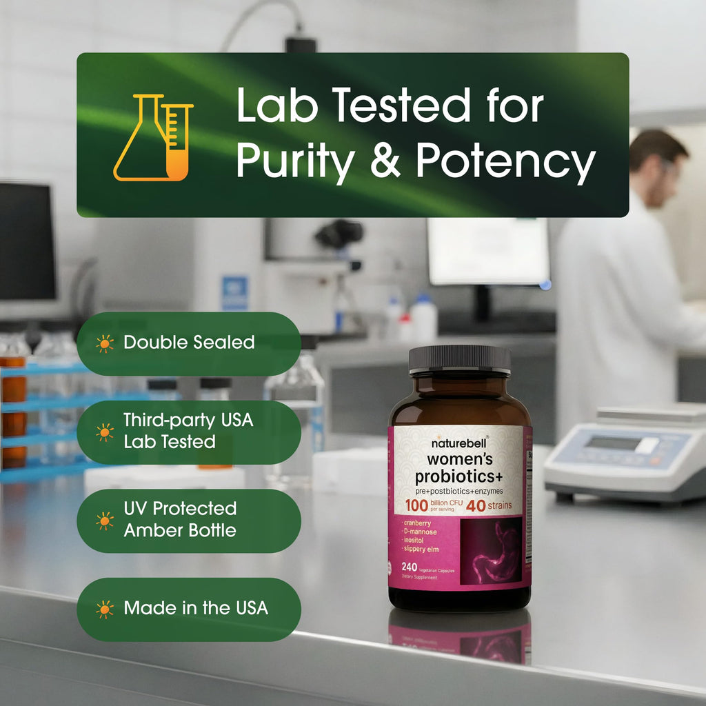 NatureBell Women's Probiotics+ - 240 Vegetarian Capsules - Prebiotic, Probiotic, Postbiotic & Digestive Enzymes - Made with Cranberry, D-Mannose, Inositol & More NatureBell Au supplements