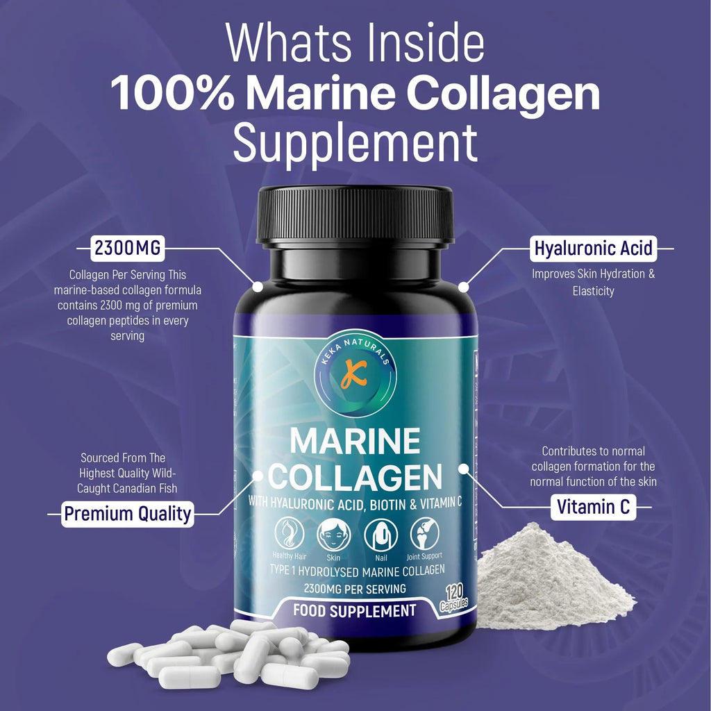 Hydrolysed Marine Collagen Peptides 2300mg - Enhanced with Hyaluronic Acid & Vitamin C Keka Naturals Au supplements