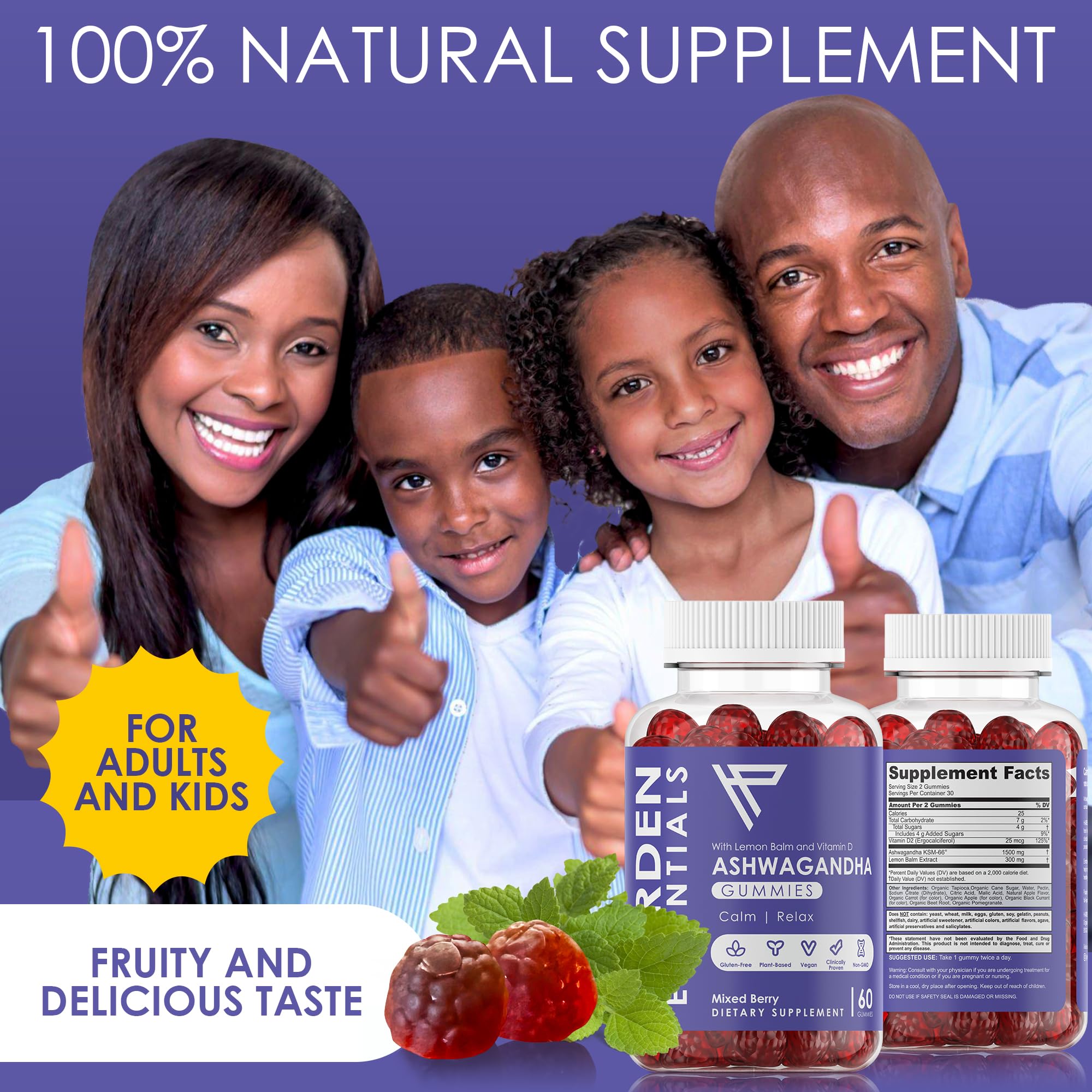 KSM-66 Ashwagandha Gummies 750mg Per Gummy – 1,500mg Per Serving – Stress & Cortisol Support – with Lemon Balm & Vitamin D – 60 Count (30 Day Supply) – Vegan – Harden Essentials Harden essentials Au supplements