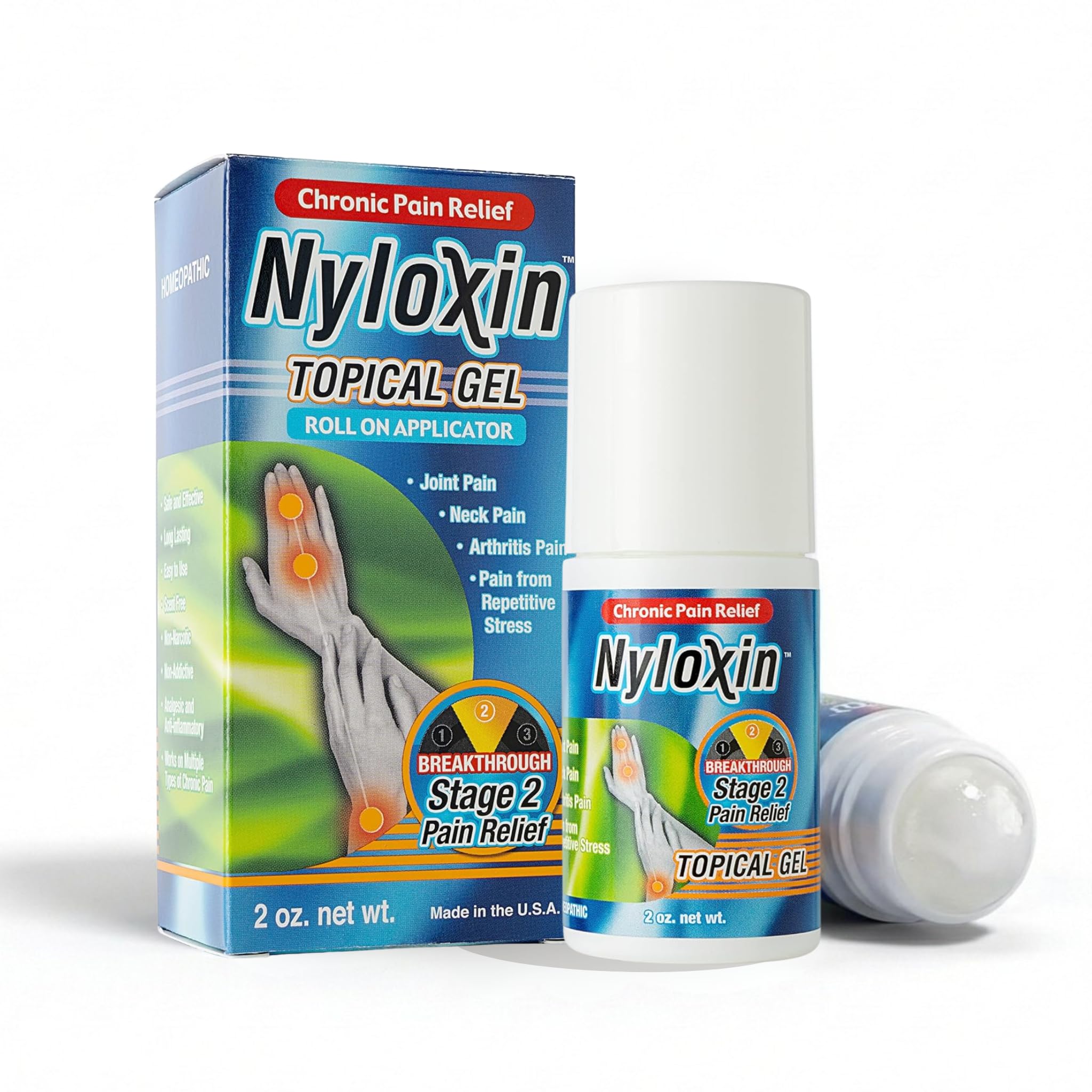 Nyloxin Roll-On Arthritis Pain Relief Gel, Back Pain Relief, Neuropathy Pain Relief, Nerve Pain Relief, Knee Pain Relief, Foot Pain Relief, Muscle Pain Relief, Shoulder Pain, Joint Pain (2 oz) Nyloxin Au supplements