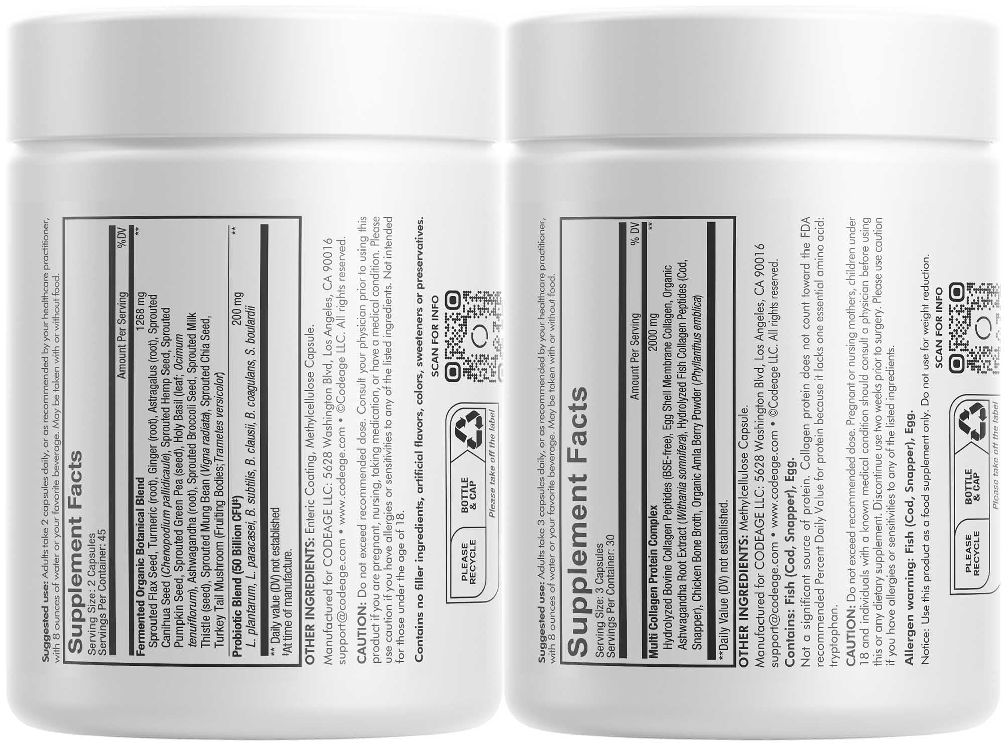 Codeage Multi Collagen Protein Capsules 5 Types, Ashwagandha Withania Somnifera & Organic Amla Berry + SBO Probiotic Blend 50 Billion CFU Bundle, Lactobacillus Plantarum, Bacillus Subtilis, Non-GMO Codeage Au supplements