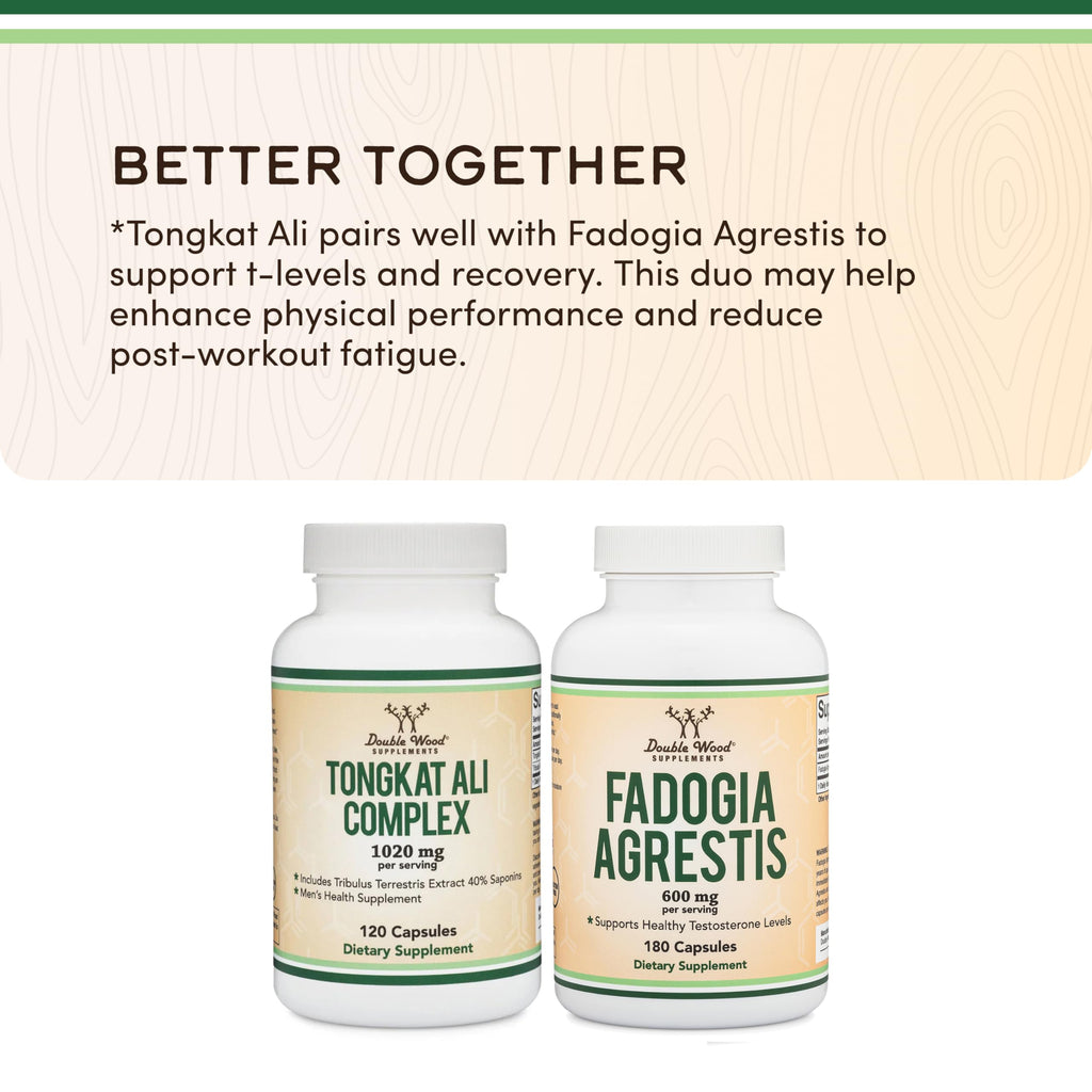Tongkat Ali Extract - Ultra High Potency 200:1 - for Men (Longjack) Eurycoma Longifolia, 1000mg per Serving, 120 Capsules - with 20mg Tribulus Terrestris
