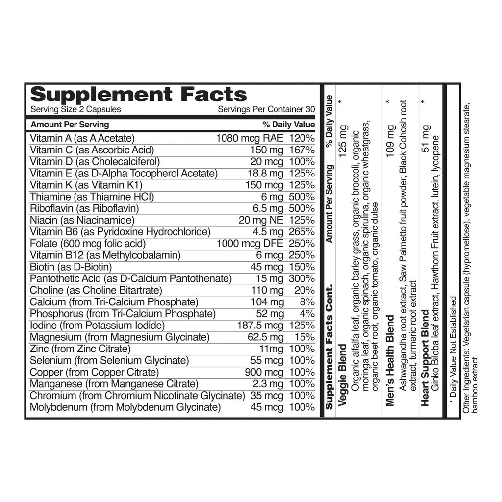 Snap Supplements Men's Multivitamins - Daily Vitamins & Minerals for Men - Vitamin D, B12, Zinc, Herbs & Vitamin C Snap Supplements Au supplements