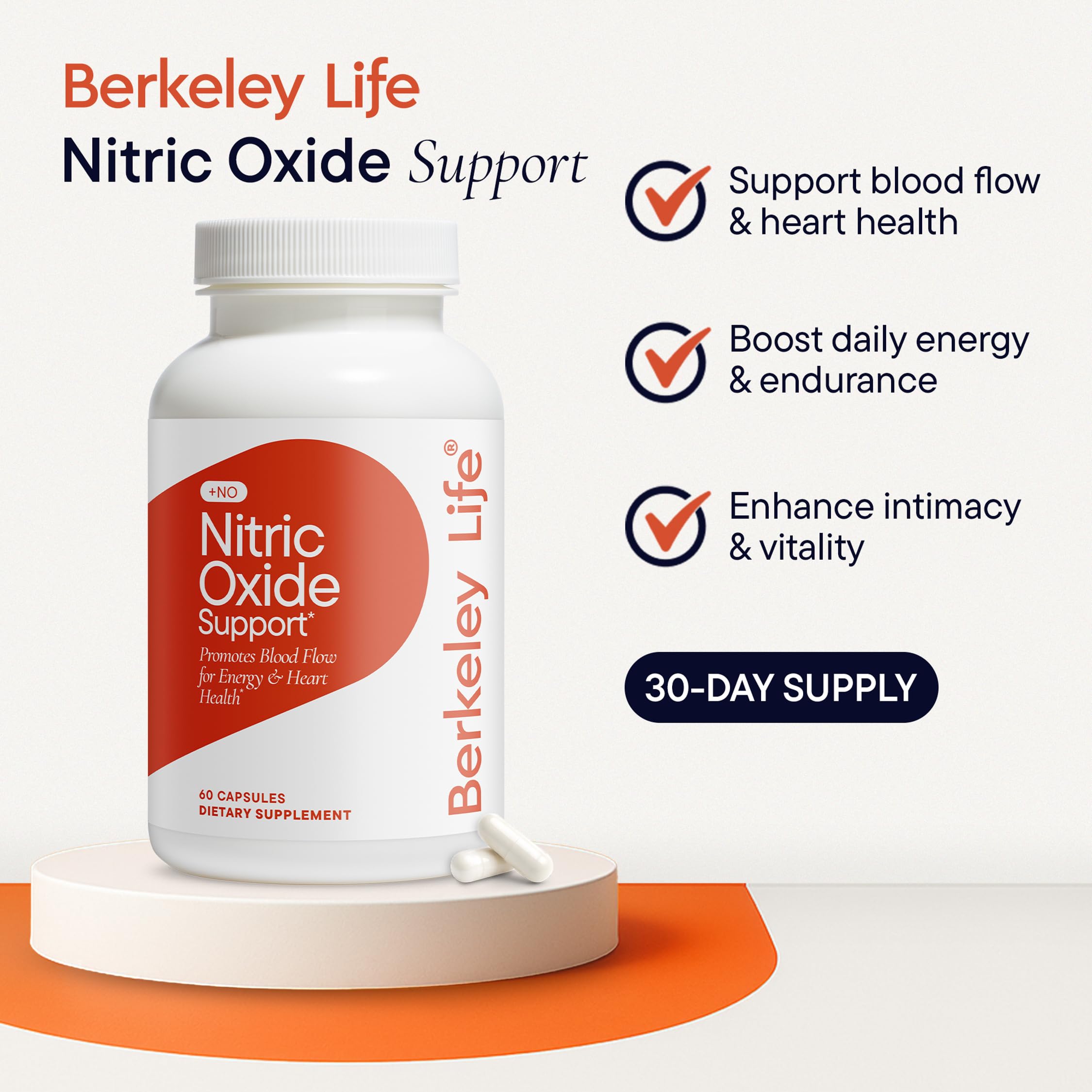 Berkeley Life Nitric Oxide Support Supplement - Nitric Oxide Booster for Men & Women - Blood Flow & Circulation with Beet Root Powder to Support Energy, Heart Health