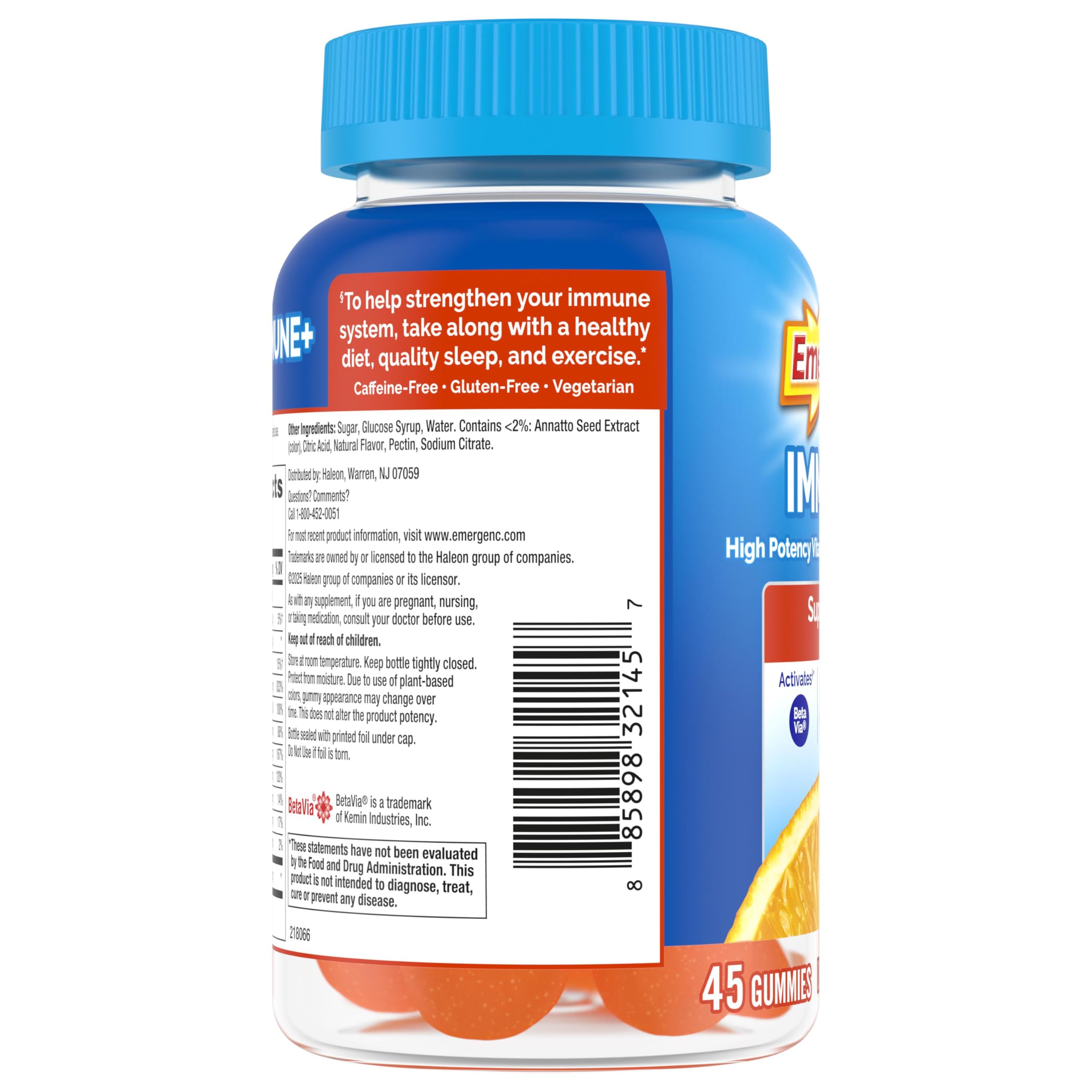 Emergen-C Immune+ Triple Action Immune Support Gummies, BetaVia (R), 1000mg Vitamin C, B Vitamins, Vitamin D and Antioxidants