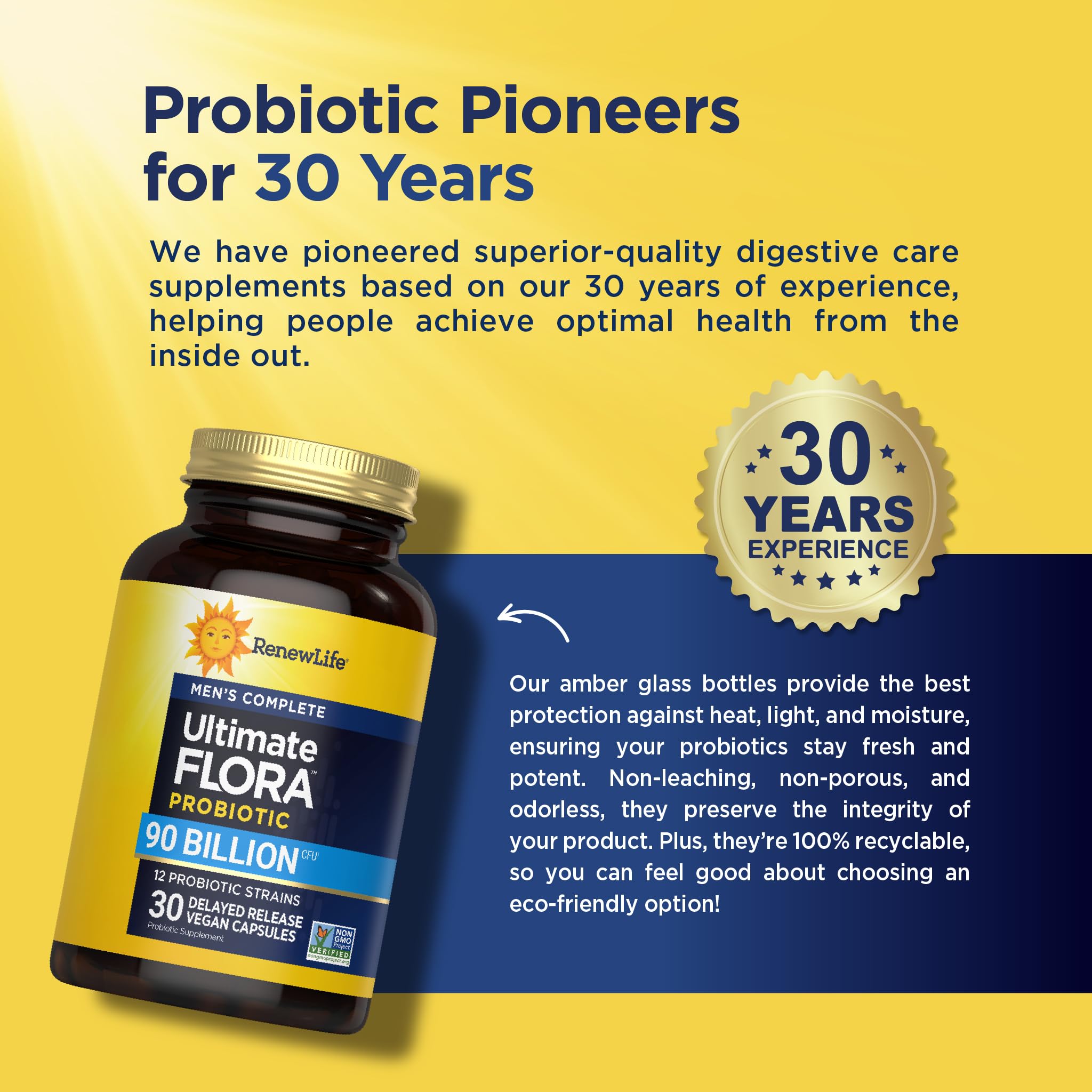 Renew Life Men's Care Probiotic Capsules, Supports Mens Digestive, Colon, Immune and Respiratory Health, L. Rhamnosus GG, Dairy, Soy and gluten-free, 90 Billion CFU, 30 Count