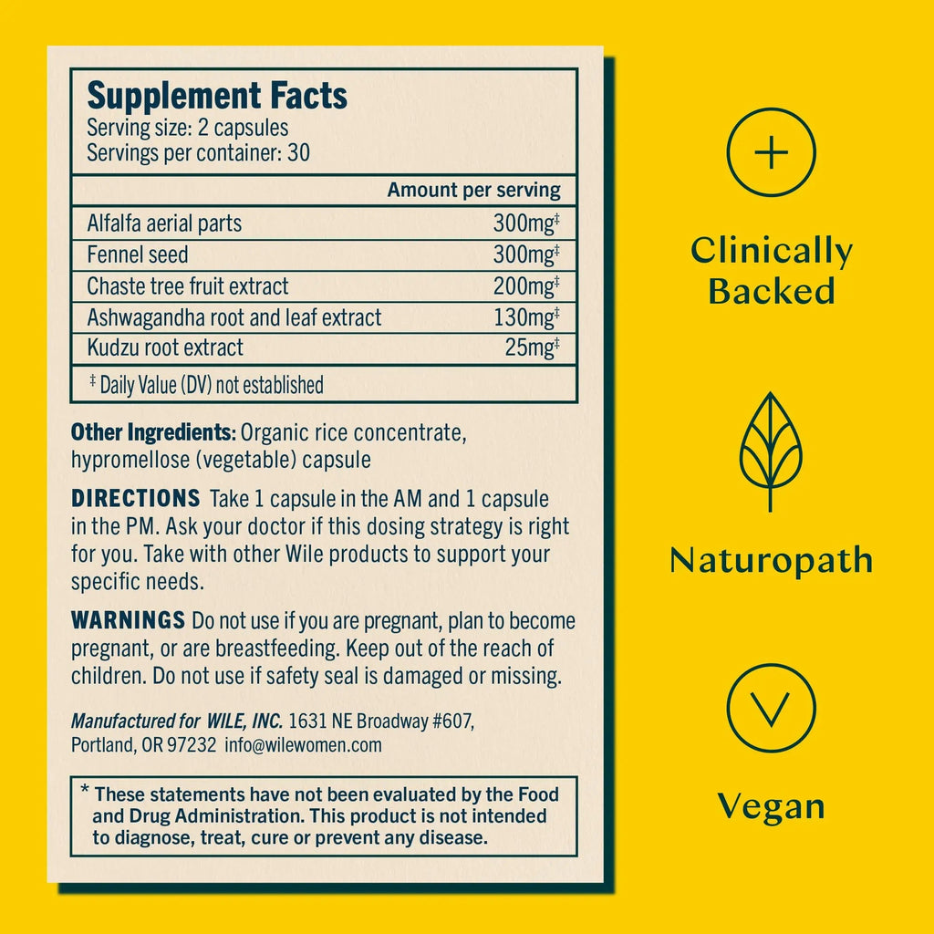 Wile Perimenopause Supplement for Women with Ashwagandha, Kudzu Root, Hops Extract WILE Au supplements