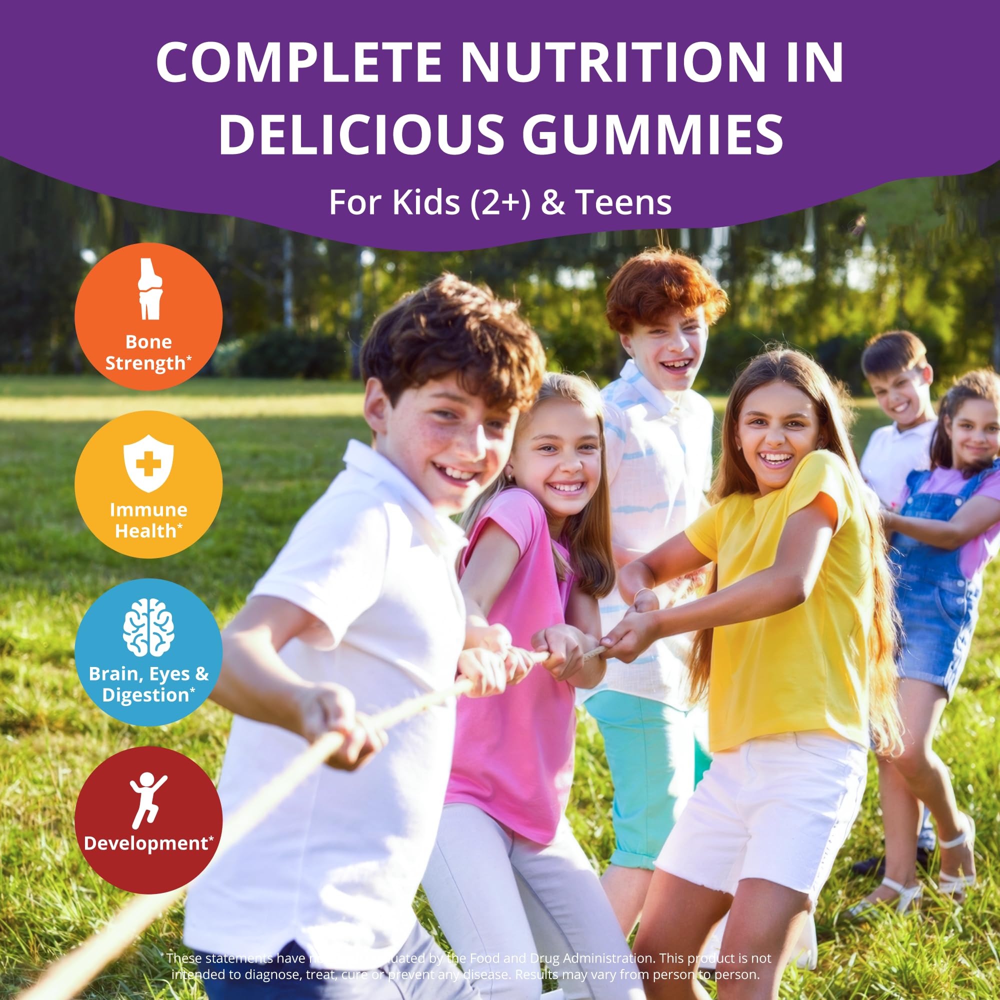 NuBest Tall Gummies for Kids Age 2+ & Teens | Bone Strength, Immunity, Digestive Health with Calcium, Vitamin D3, K2, B Complex, Magnesium, Zinc