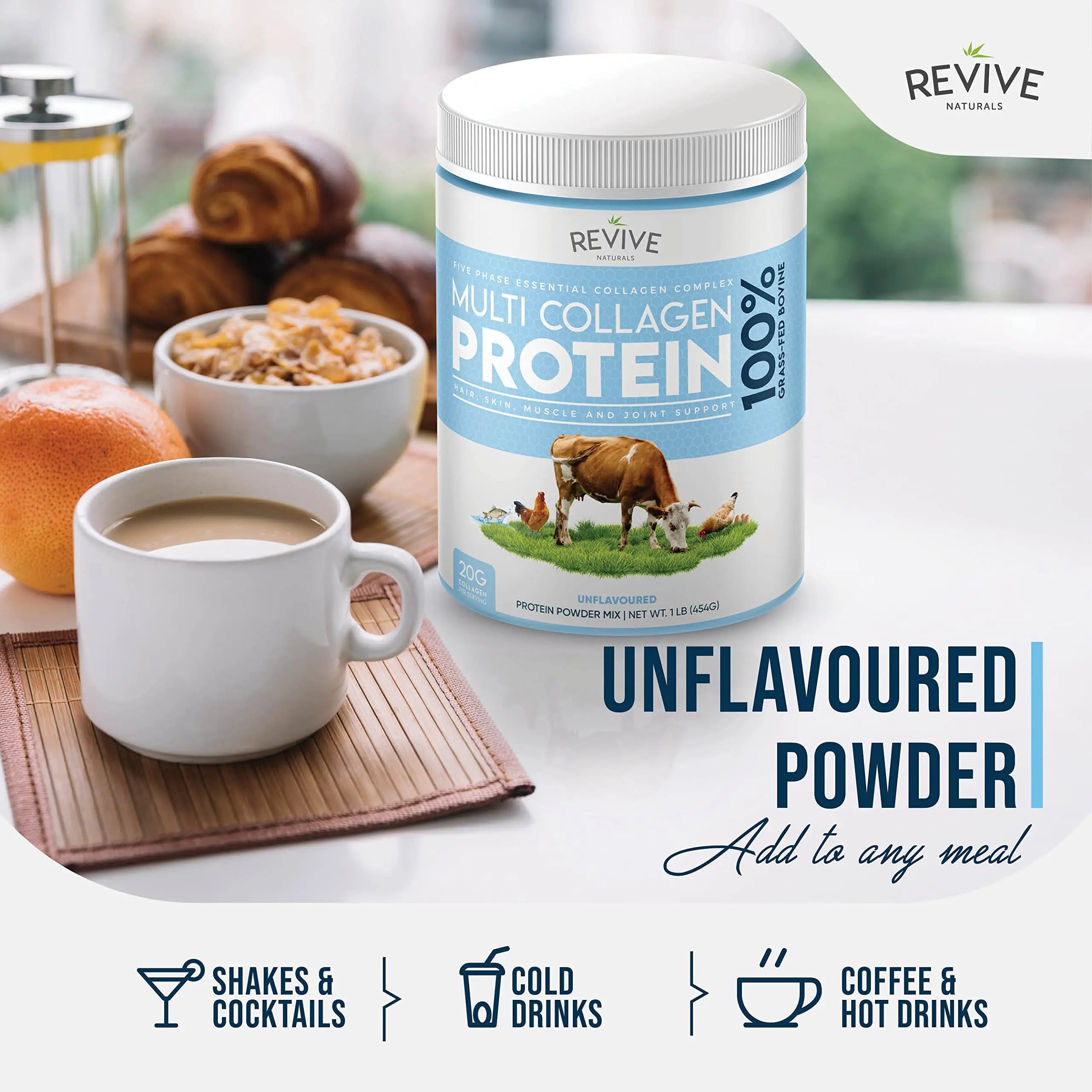 Revive Naturals Multi Collagen Hydrolyzed Protein Powder (16oz) - Types I, II, III, V & X Revive Naturals Au supplements