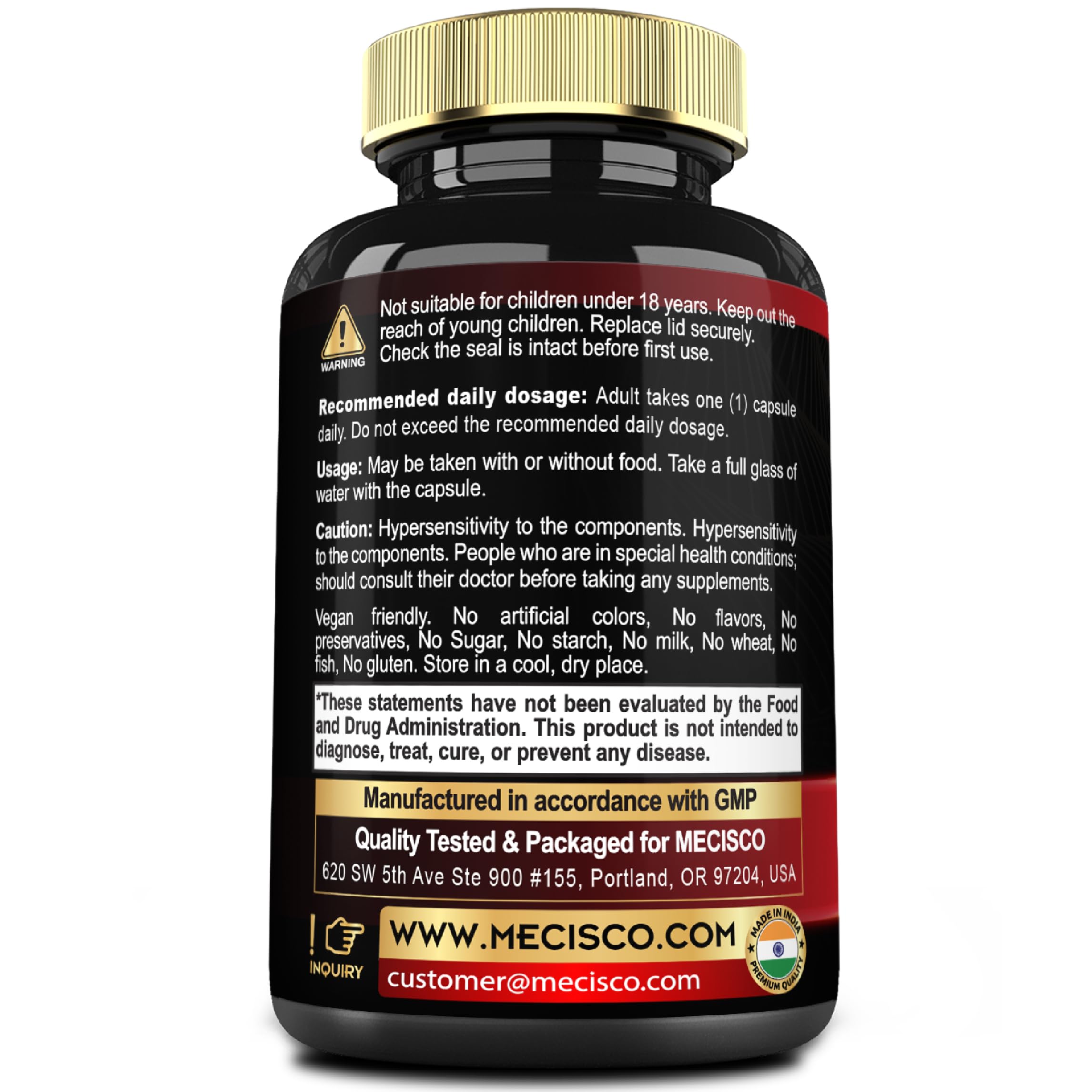 9in1 Cortisol Shield - Ashwagandha & Magnesium Glycinate, Rhodiola, Phosphatidylserine, L-Theanine, Licorice Root, St. John's Wort, Lions Mane - Mind & Mood, Restful Night Support - 60 Capsules Mecisco Au supplements