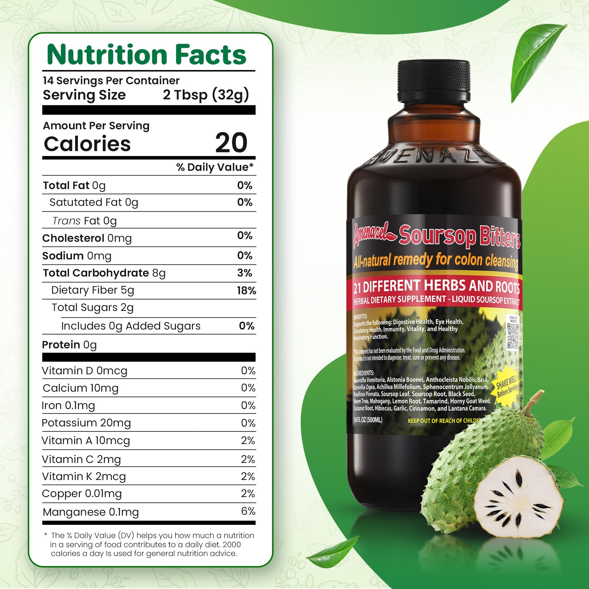 Amenazel Organic Soursop Bitters, 16 fl oz