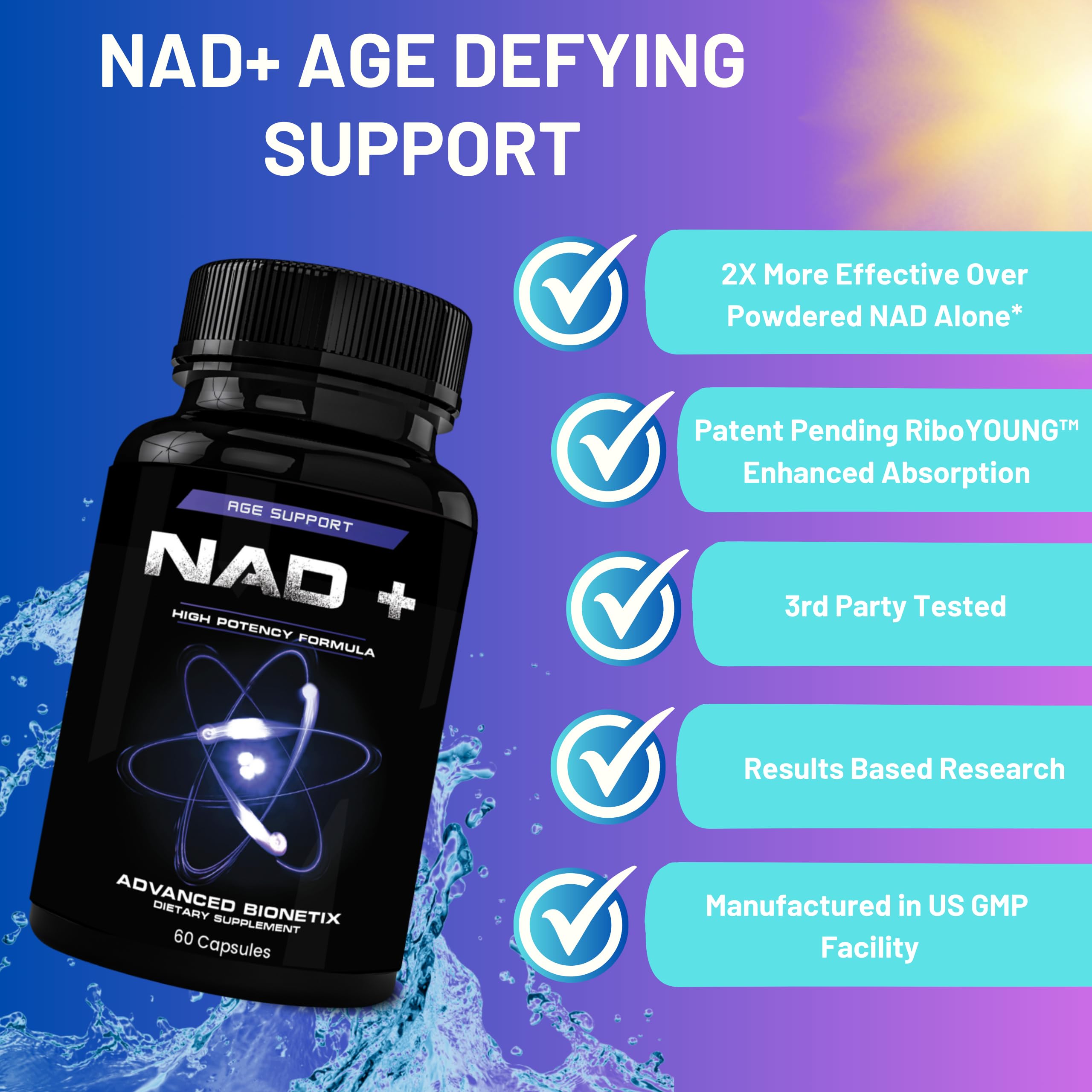 Advanced Bionetix NAD Supplement with Nicotinamide Riboside Plus Resveratrol, Quercetin, Betaine w/RiboYOUNG™ for True Anti Aging Advanced Bionetix Au supplements