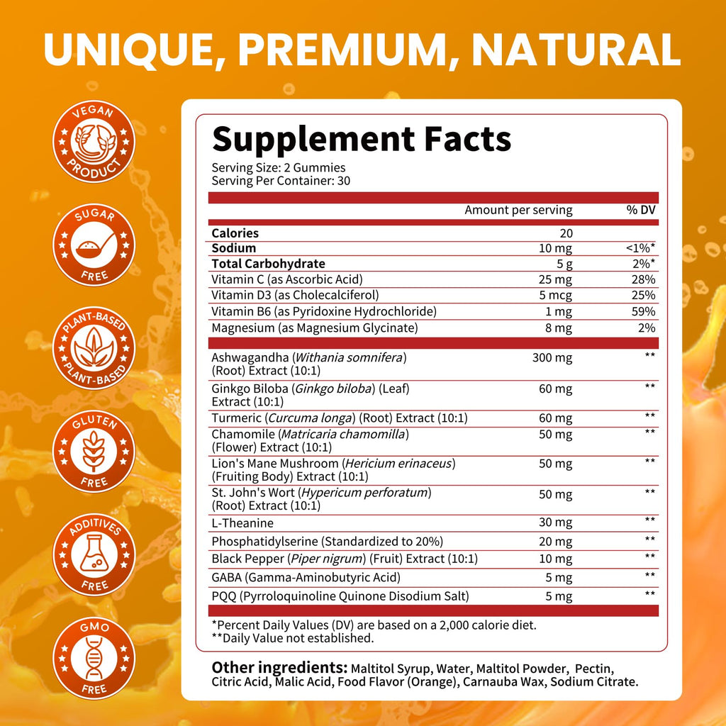Lukaree Cortisol Supplements for Women & Men, 15 in 1 Cortisol Reducer Manager, Cortisol Calm Gummies with Ashwagandha, Magnesium, L-theanine, GABA - for Mood, Focus, Sleep - Vegan Sugar Free, 60 Ct. Lukaree Au supplements