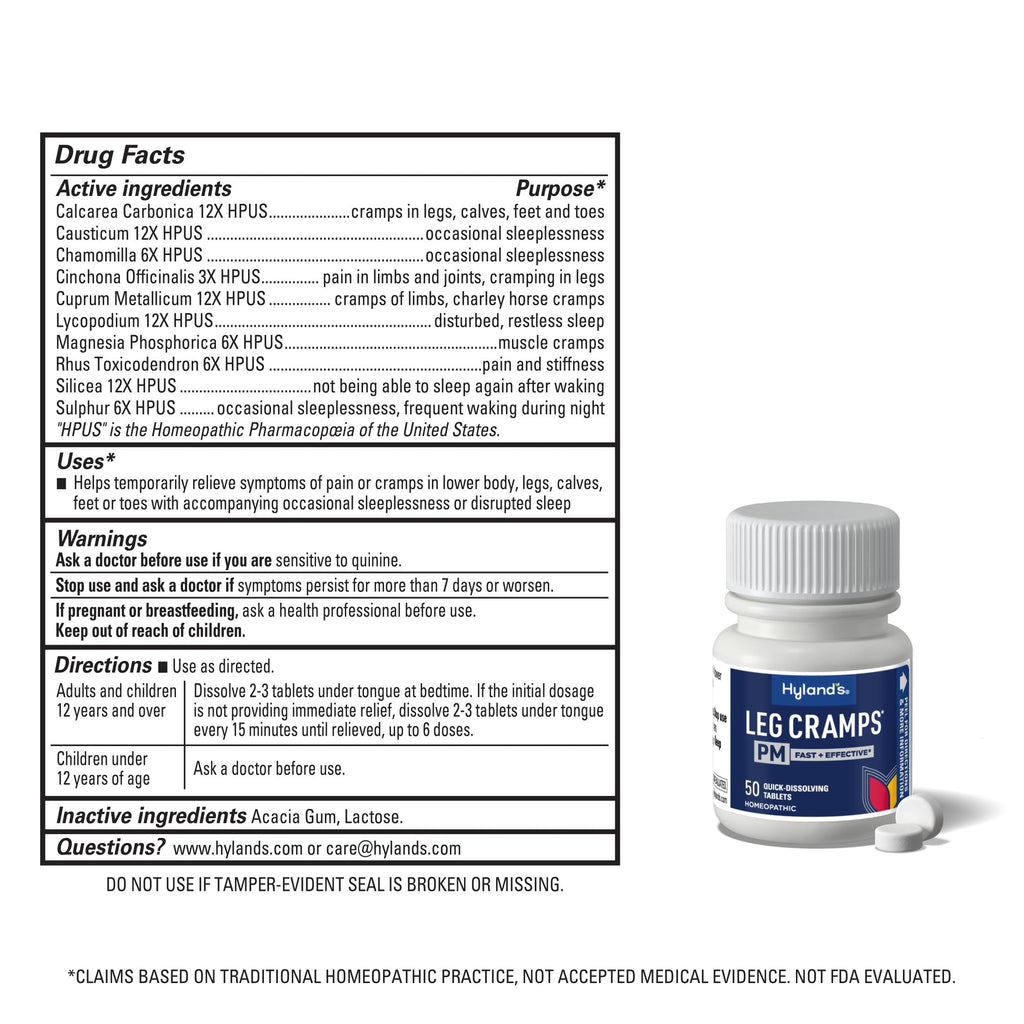 Hyland's Leg Cramps PM, Relief of Nighttime Leg, Calf, and Foot Cramps, 50 Quick-Dissolving Tablets 4-Pack (200 Total) Hyland's Au supplements