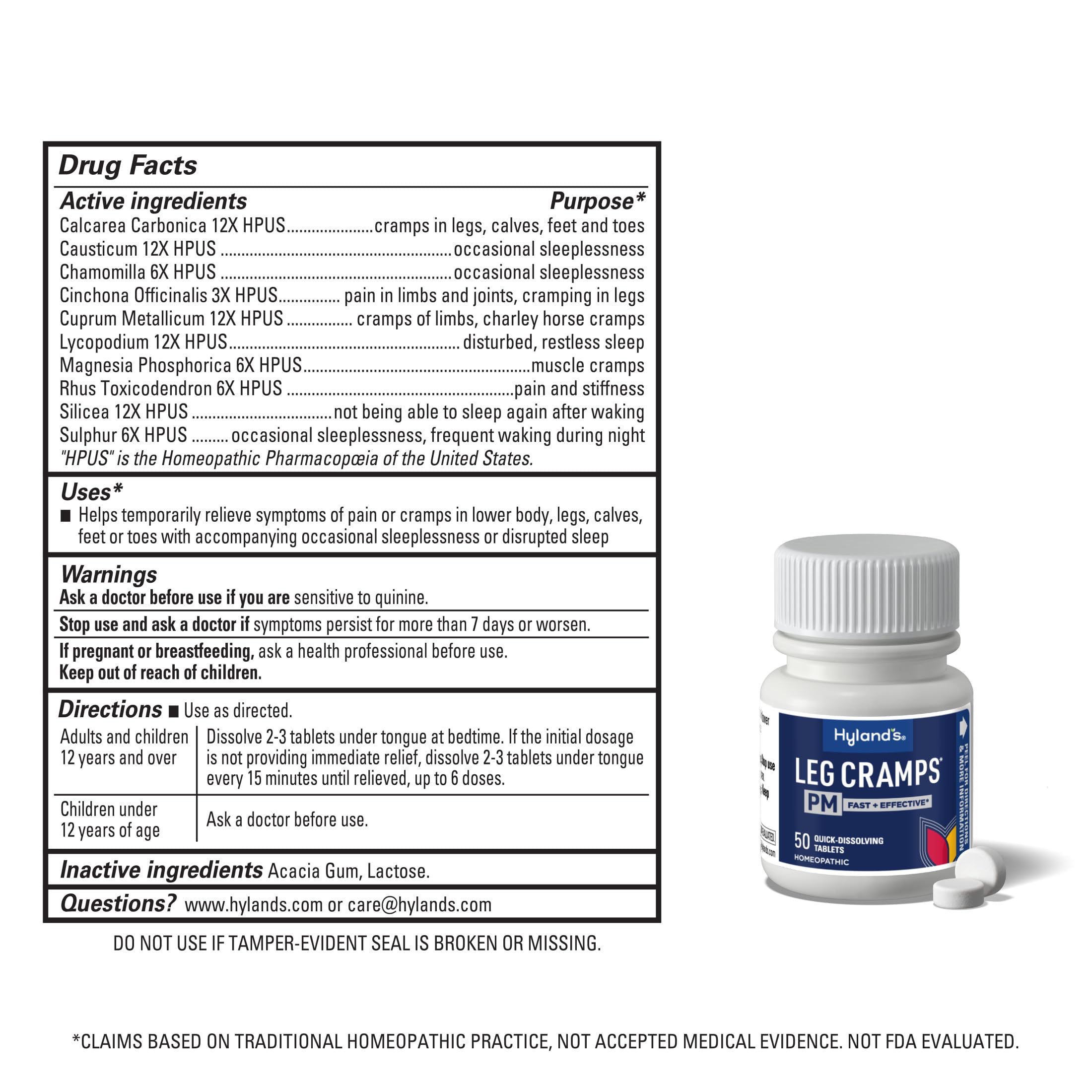 Hyland's Leg Cramps PM, Relief of Nighttime Leg, Calf, and Foot Cramps, 50 Quick-Dissolving Tablets 4-Pack (200 Total) Hyland's Au supplements