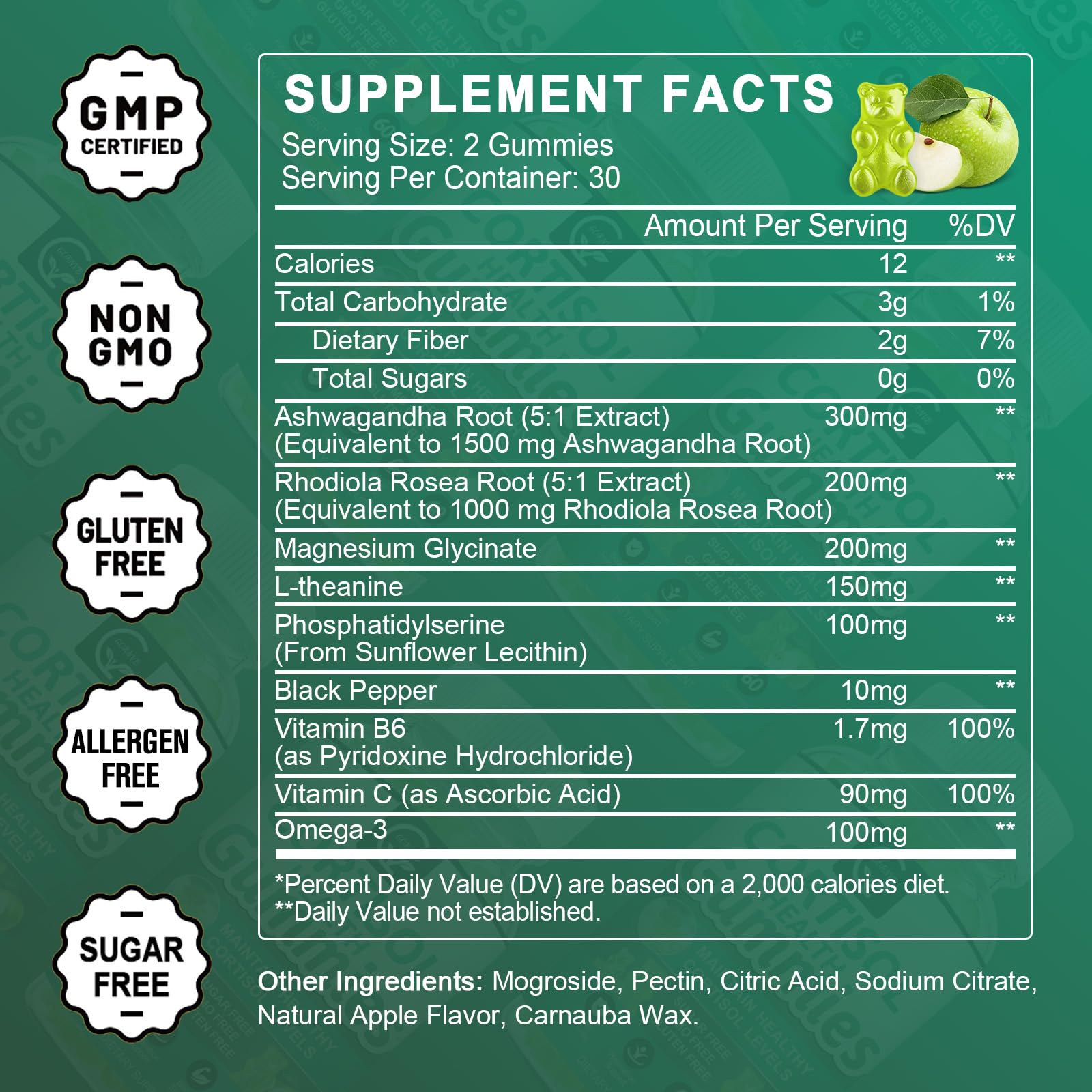 GORNVB Cortisol Gummies, Cortisol Supplement for Women with Magnesium, Ashwagandha, Rhodiola, Phosphatidylserine, L-Theanine, Black Pepper, Vitamin C & B6 - Relaxation, Focus, Sleep Support - 2 Pack GORNVB Au supplements