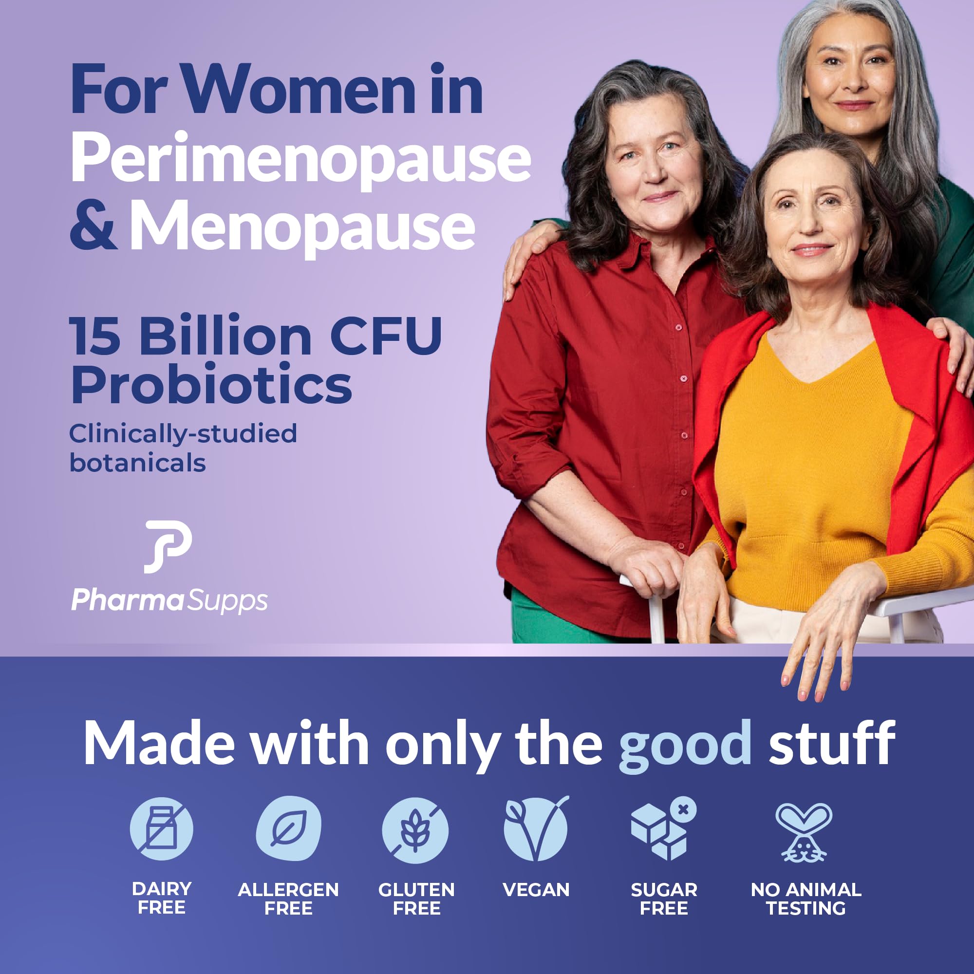 Natural Menopause Supplements for Women - Perimenopause Supplements for Hormonal Balance, Bloating & Mood Swings | Hot Flashes Menopause Relief w/Probiotics & Prebiotics, Black Cohosh & Chasteberry PharmaSupps Au supplements