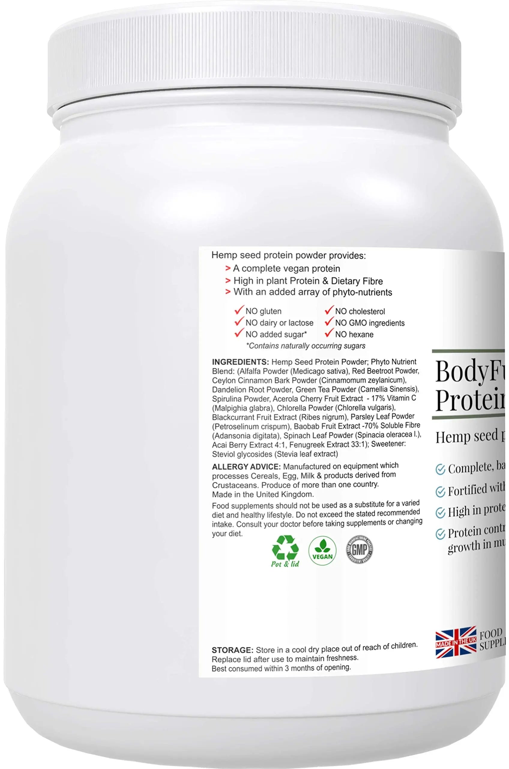 Complementary Supplements - BodyFuel Hemp Protein Powder Plus 14 Superfoods & Phytonutrients Complementary Supplements Au supplements