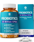 1 Body Probiotic 60 Billion for Men & Women, Gut Health Support with Prebiotics, Digestive Enzymes, Zinc & L-Glutamine, Non-GMO, 60 Vegan Capsules