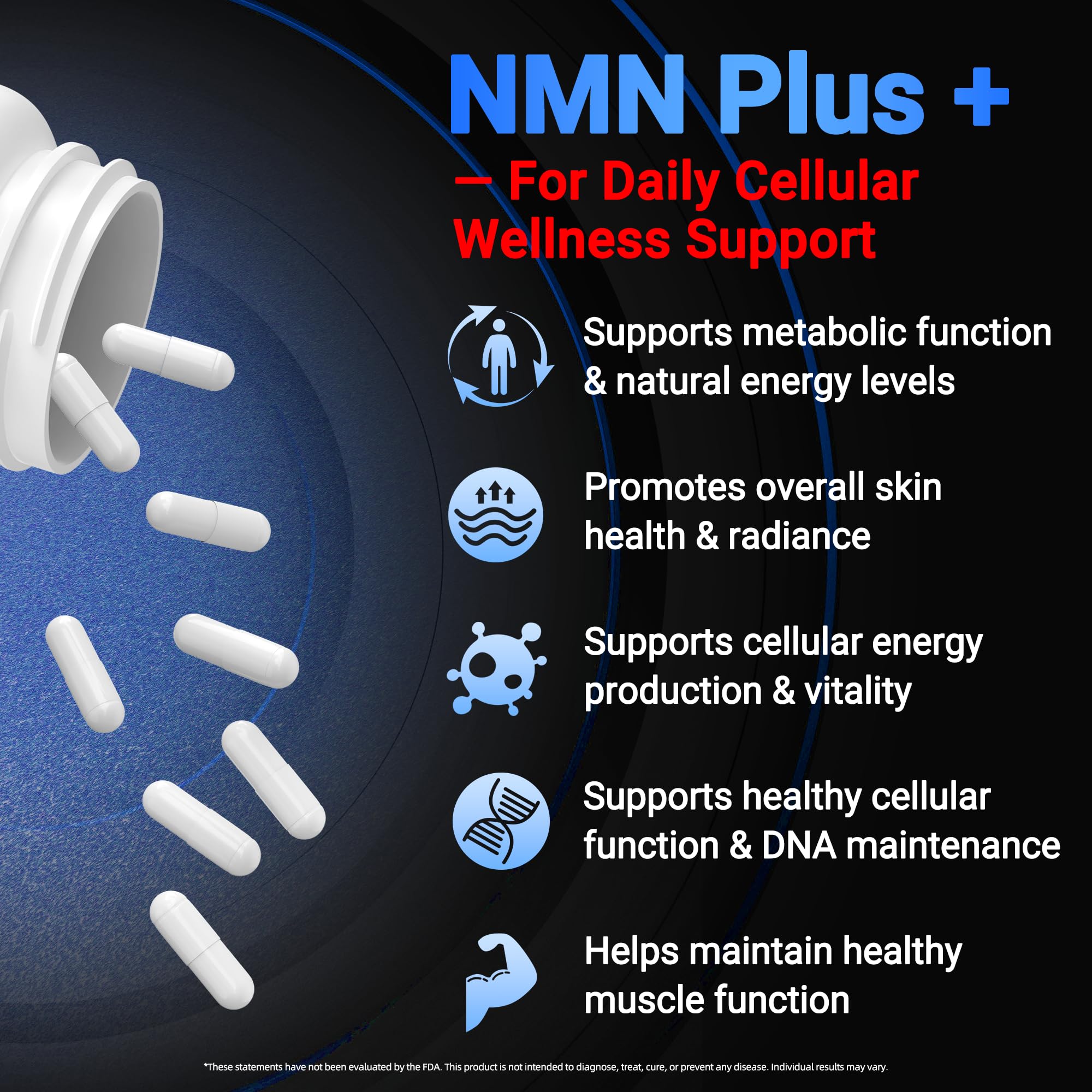 I LOVE HEALTH NMN Supplement, 5-in-1 Complex with NAC, Alpha Lipoic Acid, CoQ10 & Resveratrol - High Absorption Anti Aging Formula - Third Party Tested, cGMP, Gluten Free - 60 Capsules I LOVE HEALTH Au supplements