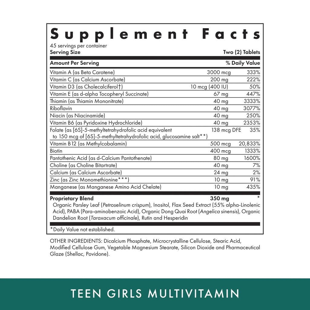 MICHAEL'S Health Naturopathic Programs Teen Girls Multivitamin - 90 Vegetarian Tablets - with B Complex Vitamins MICHAEL'S Au supplements