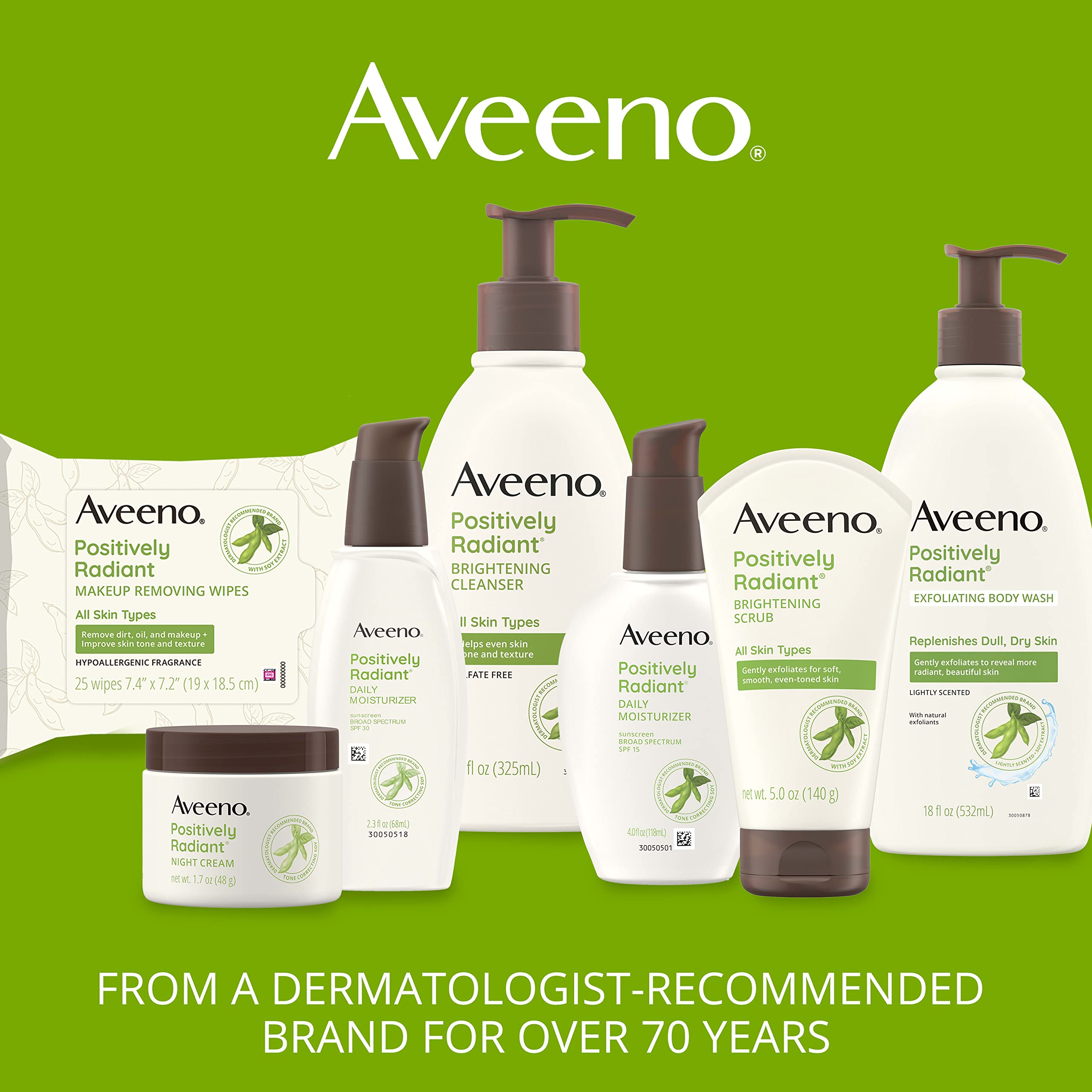 Aveeno Positively Radiant Daily Face Moisturizer with SPF 15 Sunscreen, Hydrating Facial Moisturizer with Soy Extract to Improve Skin
