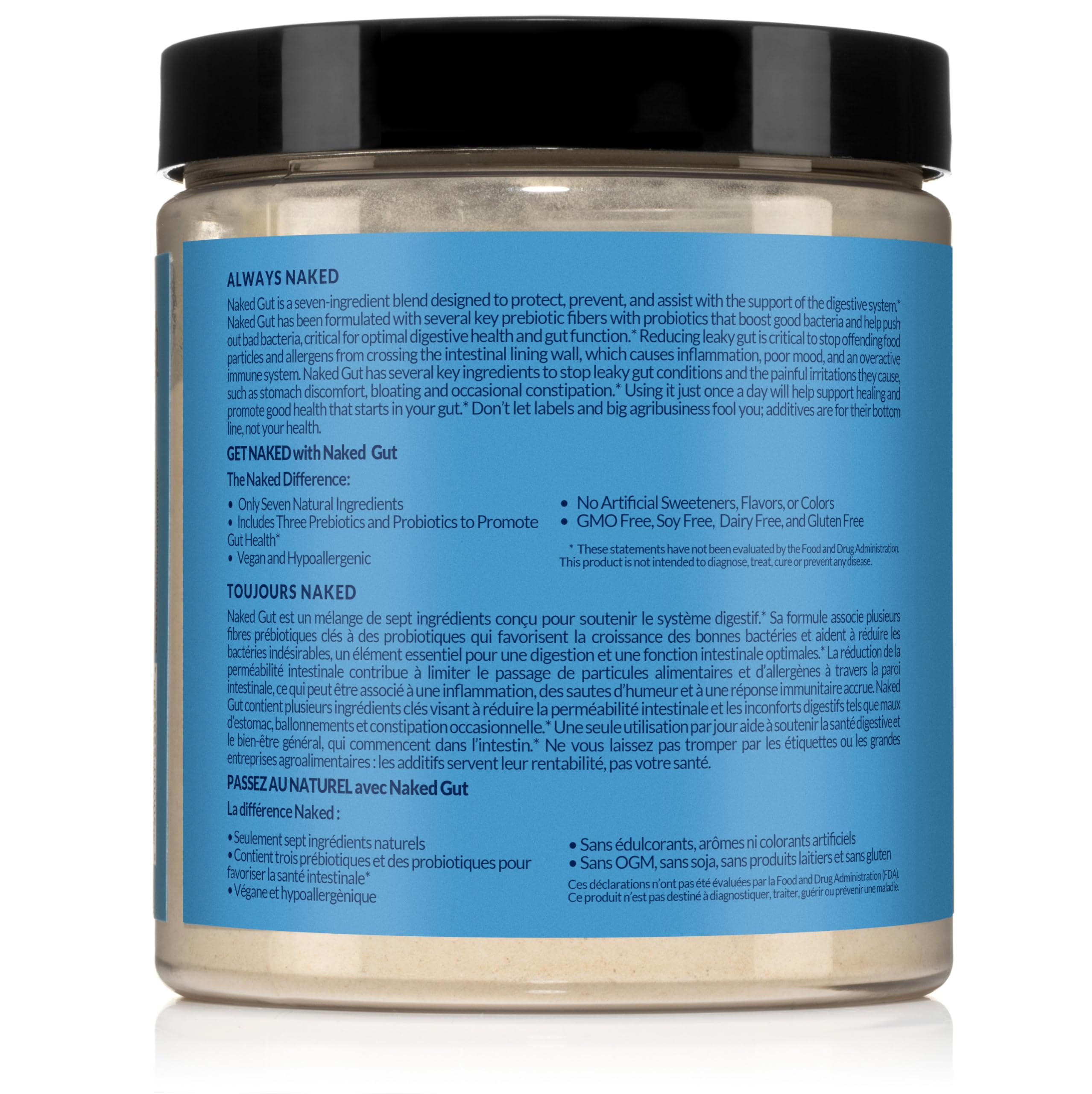 NAKED Gut - Daily Gut Health Supplement - Natural Gut Health Powder for Gut Cleanse, Digestive Support, GMO-Free, Soy-Free, Gluten-Free,