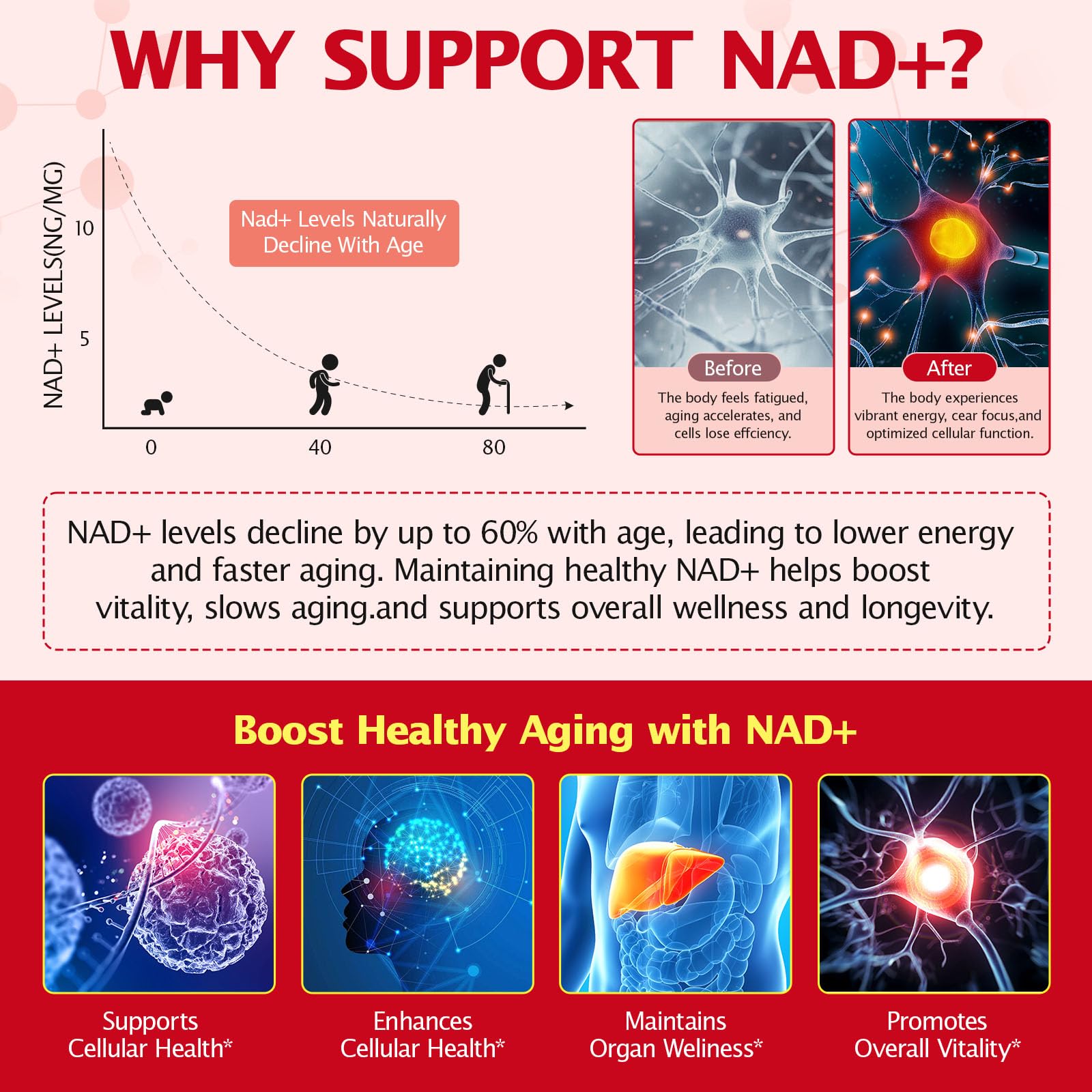 NAD+ Supplement 1000mg Liquid Packets 21pcs, Nicotinamide Riboside Resveratrol, NAD Supplements for Women Men, Anti-Aging, Repairs Cells, Support Natural Vitality Nyloriaine Au supplements