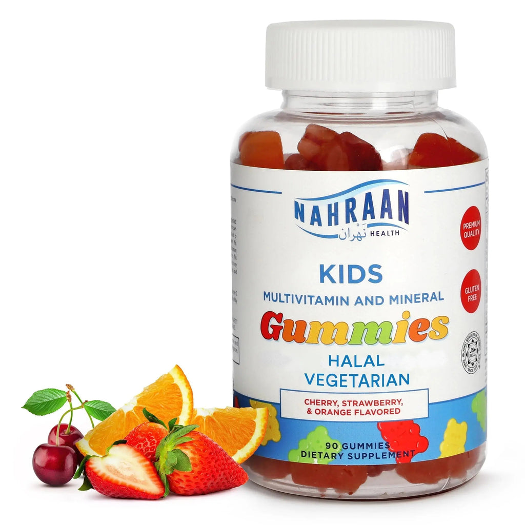 NAHRAAN HEALTH Halal Vitamins for Kids - Halal Multivitamins for Kids Vitamin A, C, D, E, B6, B12 - Non-GMO Vegetarian, Halal Gummies - 90 Count NAHRAAN HEALTH Au supplements