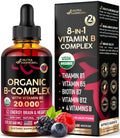 USDA Organic Vitamin B Complex Liquid Drops - 8-in-1 B Complex Vitamins: B1, B2, B3, B5 NUTRAHARMONY Au supplements