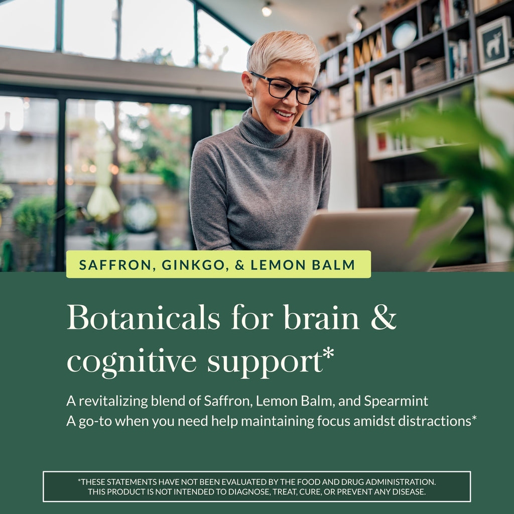Gaia Herbs Nootropic Focus - Brain & Cognitive Support Supplement to Help Maintain Healthy Concentration* - with Saffron, Lemon Balm & Spearmint - 40 Liquid Phyto-Capsules (20 Servings) Gaia Herbs Au supplements