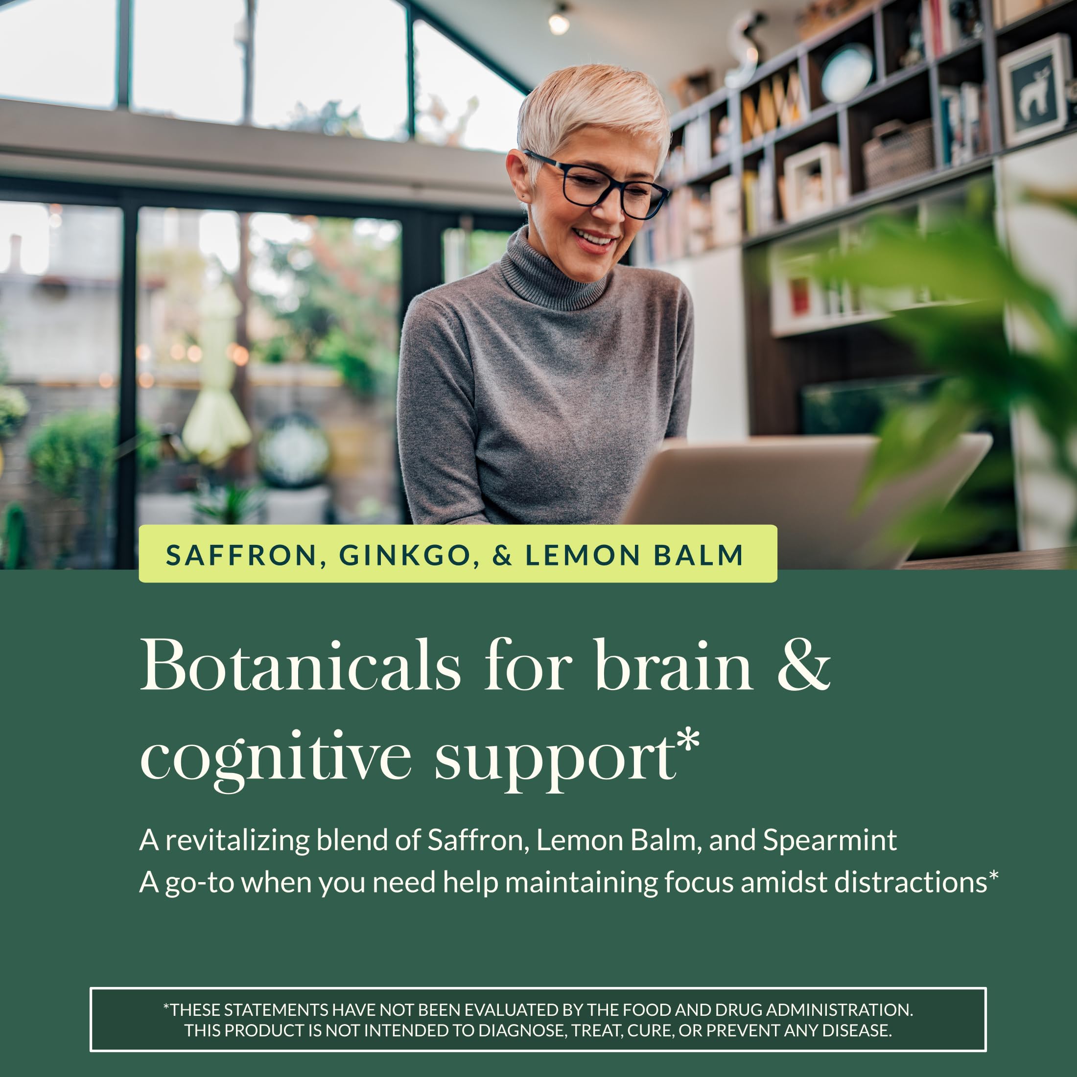 Gaia Herbs Nootropic Focus - Brain & Cognitive Support Supplement to Help Maintain Healthy Concentration* - with Saffron, Lemon Balm & Spearmint - 40 Liquid Phyto-Capsules (20 Servings) Gaia Herbs Au supplements