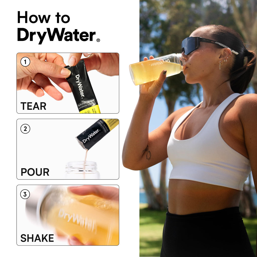 DryWater Electrolyte Powder Packets, Lemon Lime - Hydration Packets Drink Mix with Zero Added Sugar for Rehydration & Energy - 6 Key Electrolytes