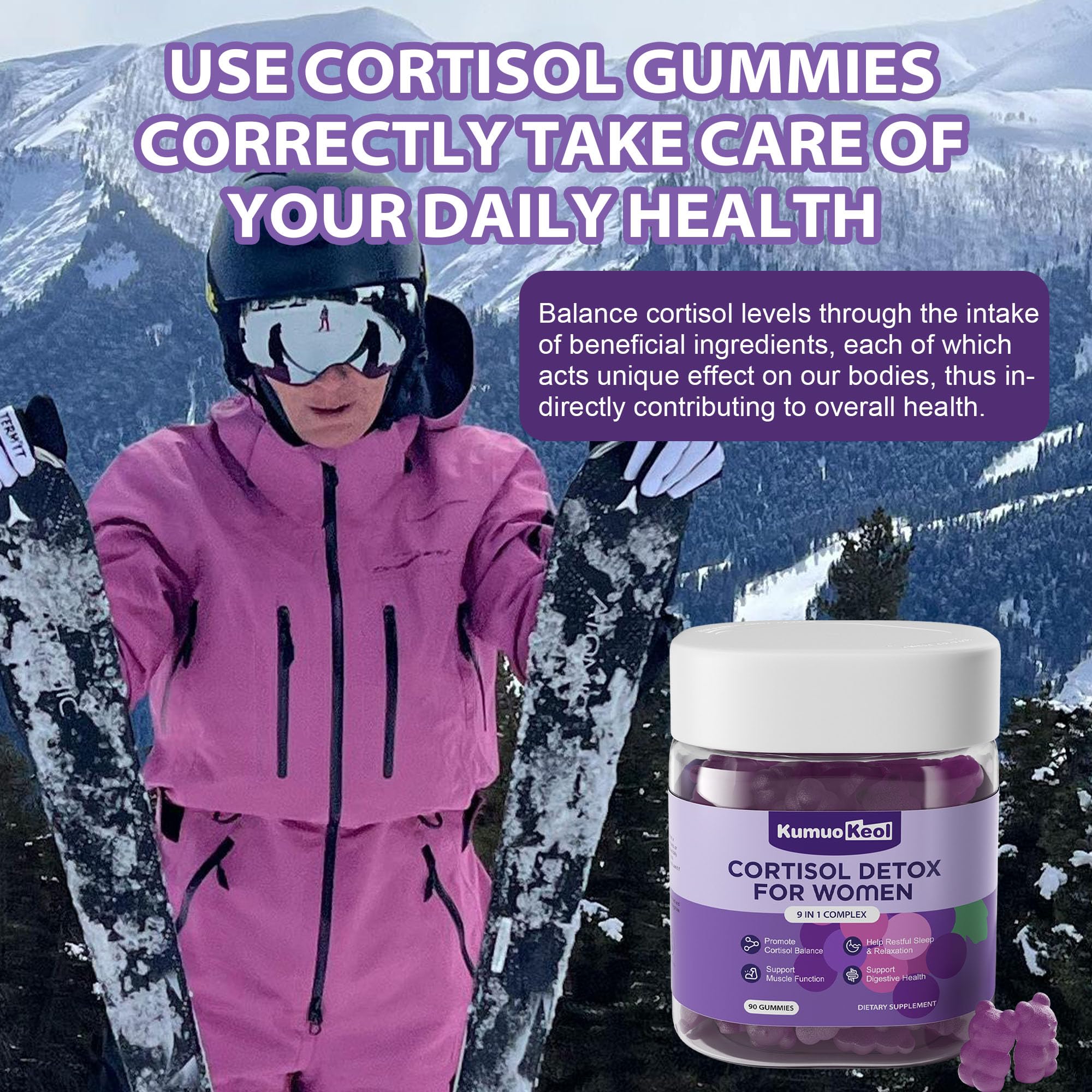 Cortisol Supplements for Women, Lower Cortisol for Women, Cortisol Gummies with Ashwagandha, Magnesium, L-Theanine, Phosphatidylserine, Vitamin, Relaxation, Focus, Sugar-Free, Vegan, 90 Count KumuoKeol Au supplements